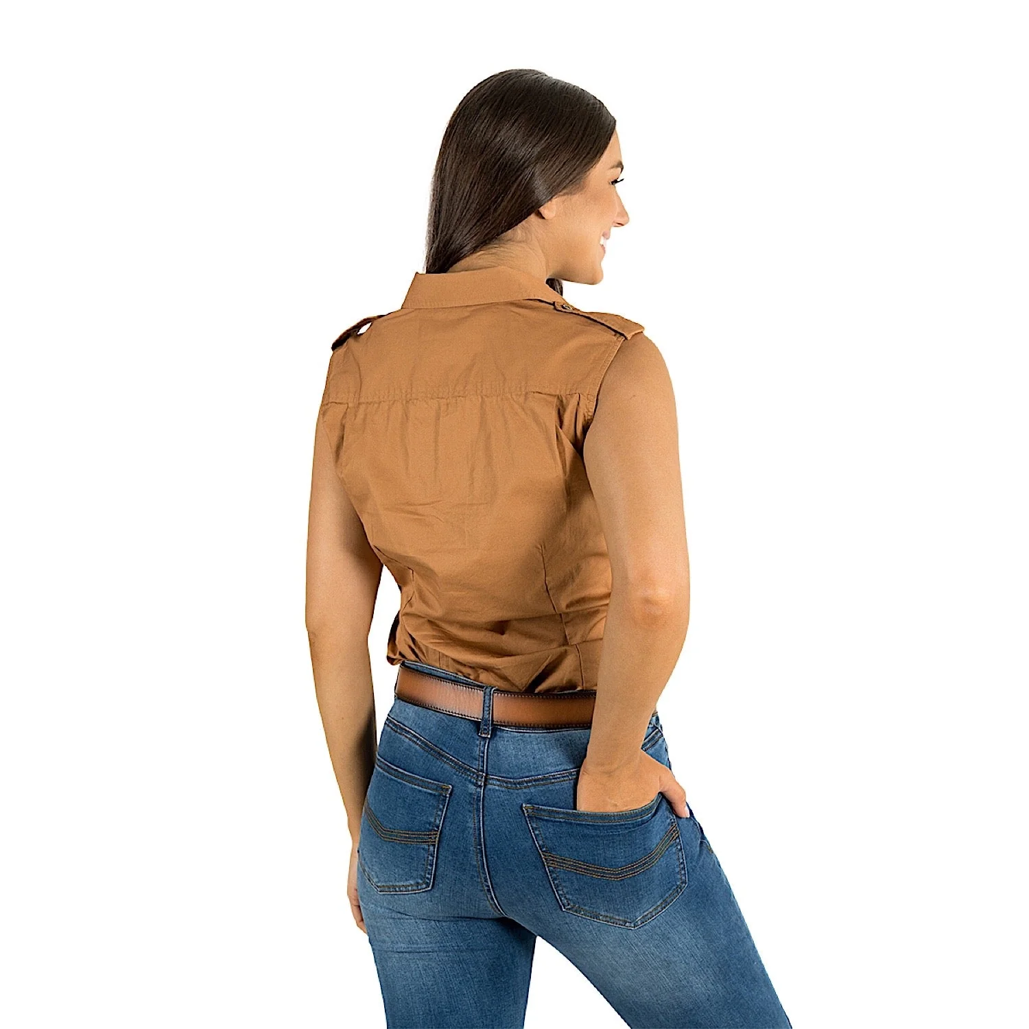 Ringers Western Pentecost River Women's Sleeveless Work Shirt - Rust - Image 4