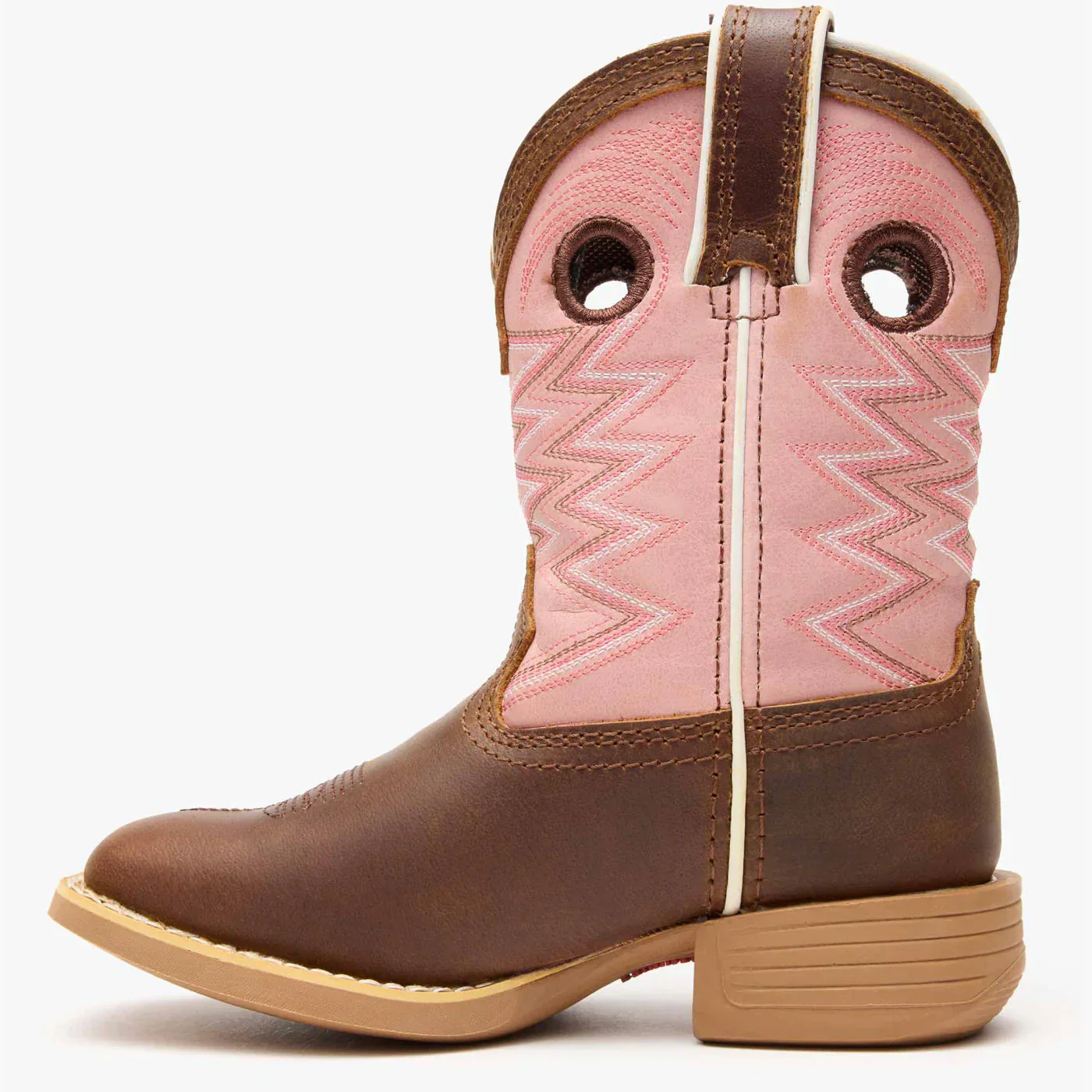 Durango Big Kid's Lil Rebel Pro Western Boot - Dark Chestnut / Bubblegum - Image 5