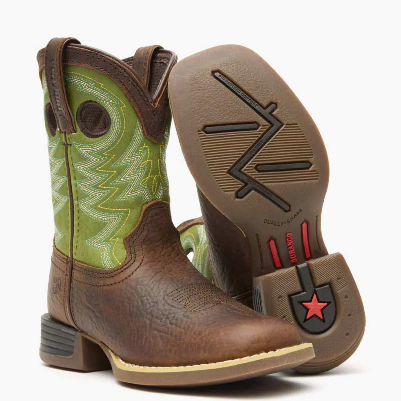 Durango Big Kid's Lil Rebel Pro Western Boot - Frontier Brown / Lime - Image 3