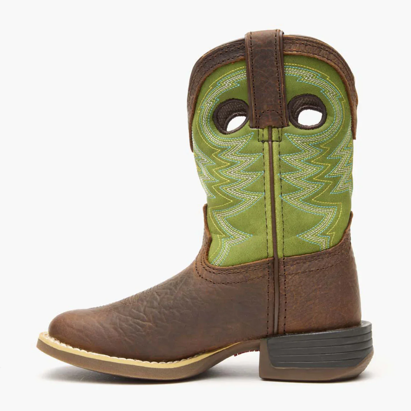 Durango Big Kid's Lil Rebel Pro Western Boot - Frontier Brown / Lime - Image 4