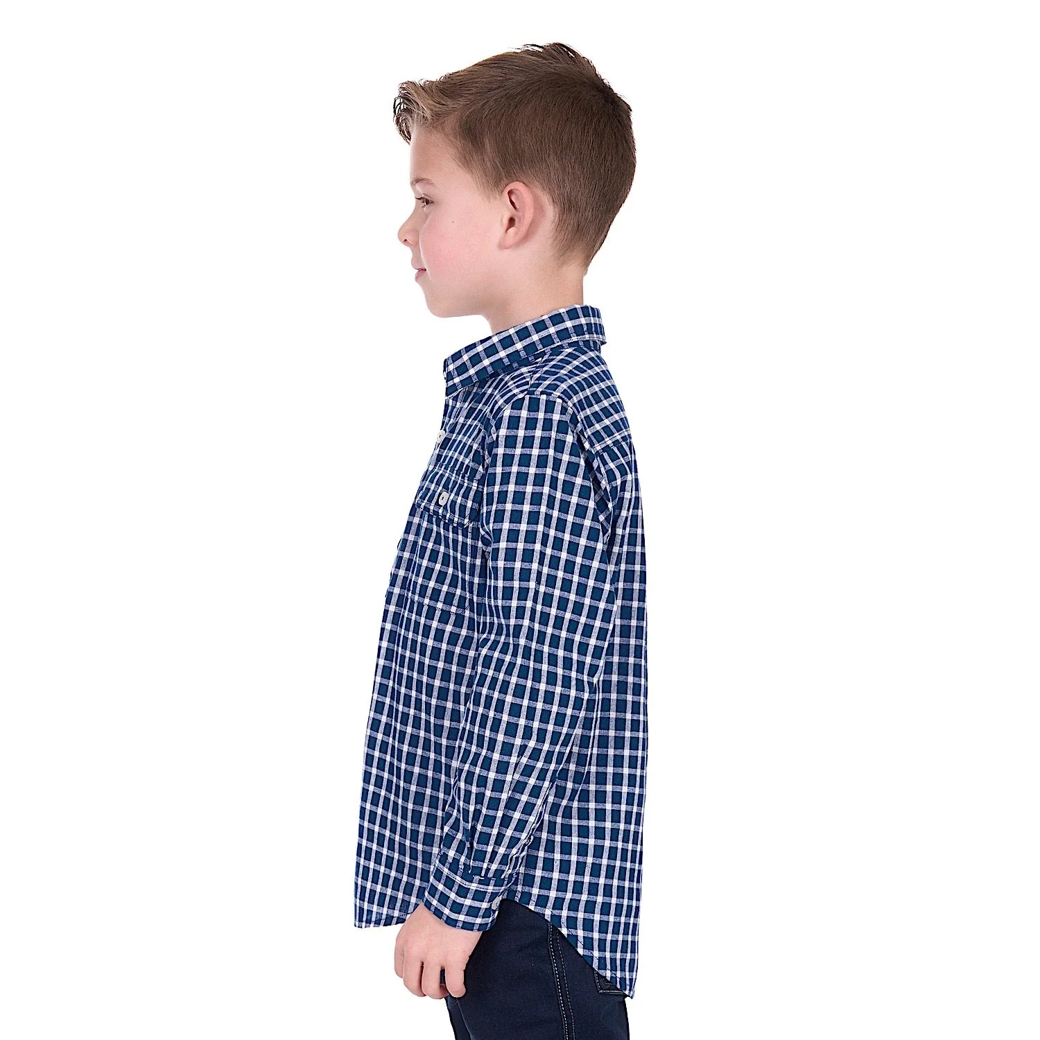 Hard Slog Boy's Alden 1/2 Placket Shirt - Navy/White - Image 3