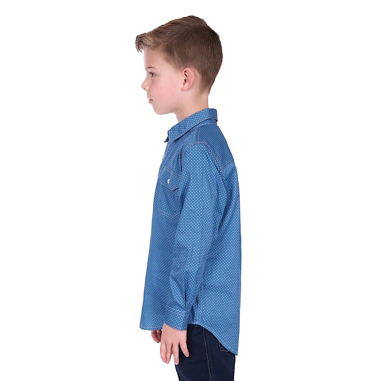 Hard Slog Boy's Holden 1/2 Placket Shirt - Navy/Blue - Image 3