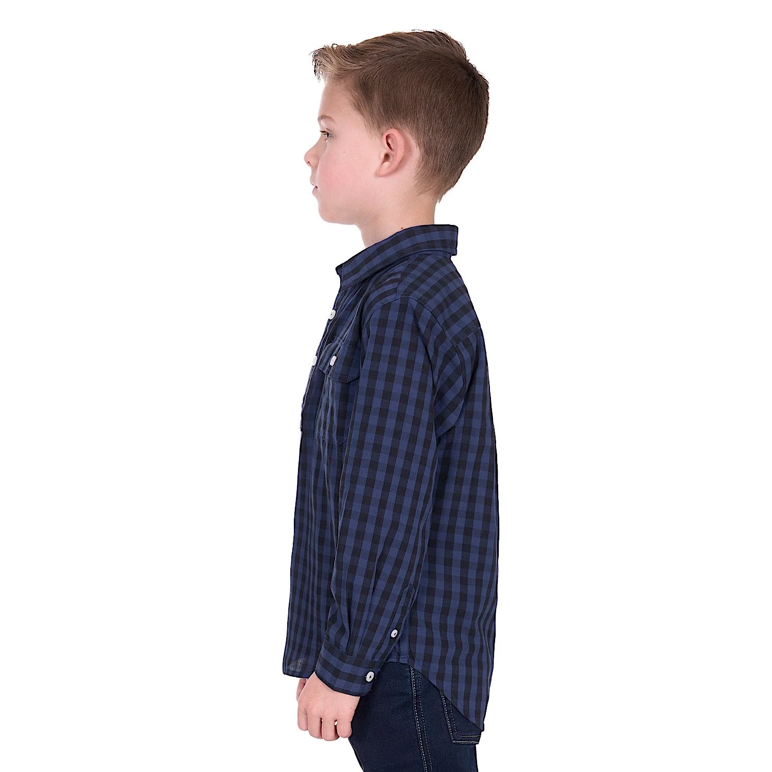 Hard Slog Boy's Nash 1/2 Placket Shirt - Navy/Black - Image 3