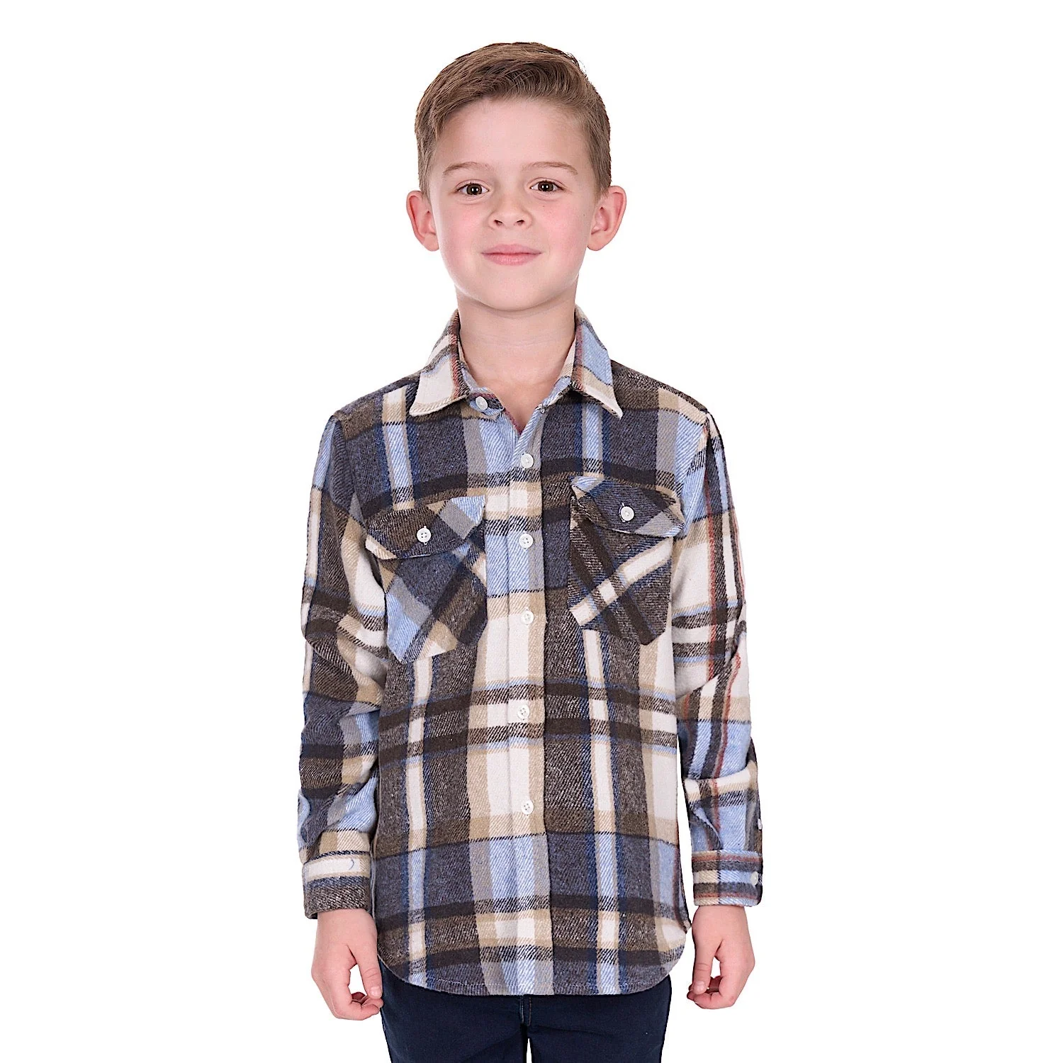 Hard Slog Boy's Victor Thermal Shirt - Tan/Light Blue - Image 2