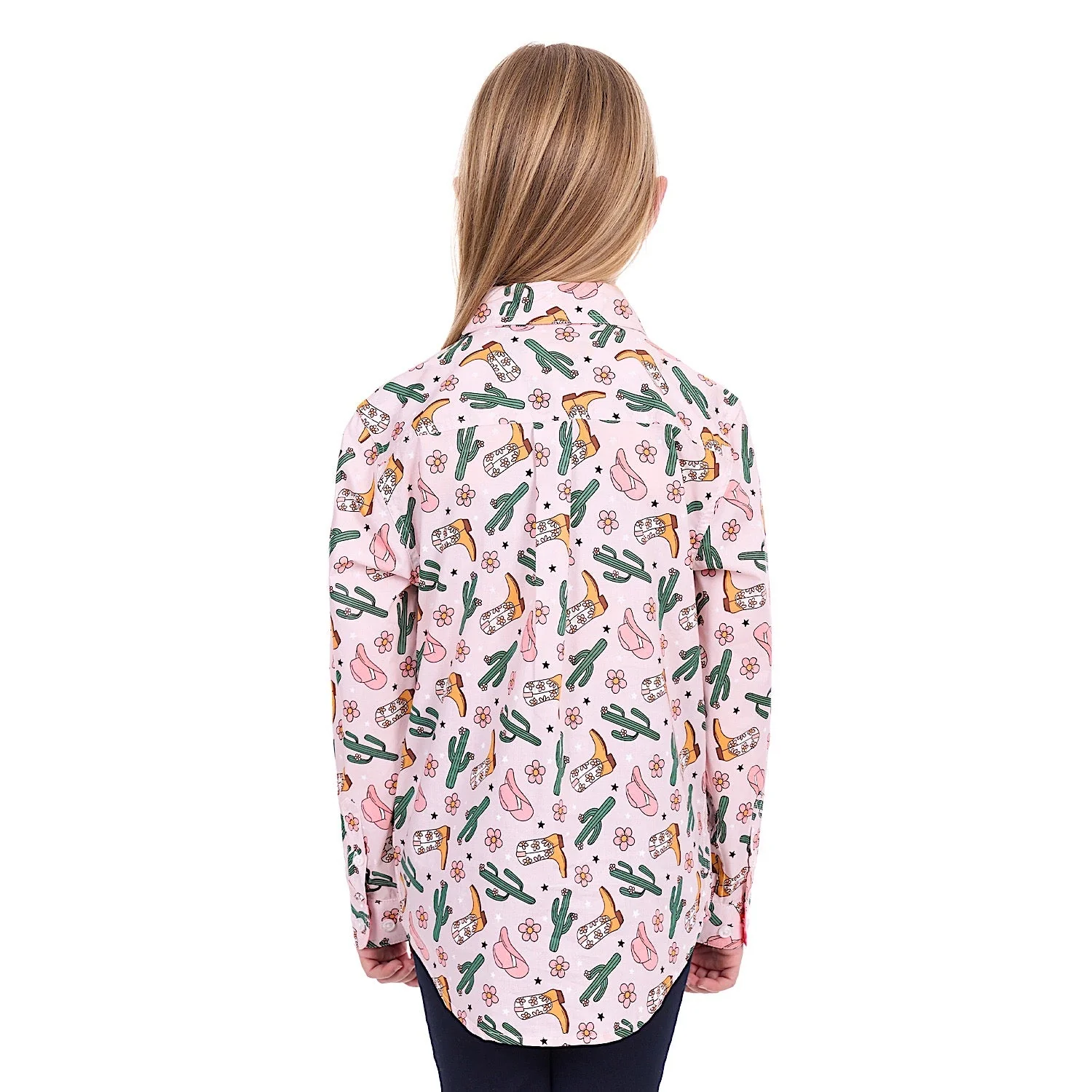 Hard Slog Girl's Cleo 1/2 Placket Shirt - Pink - Image 4