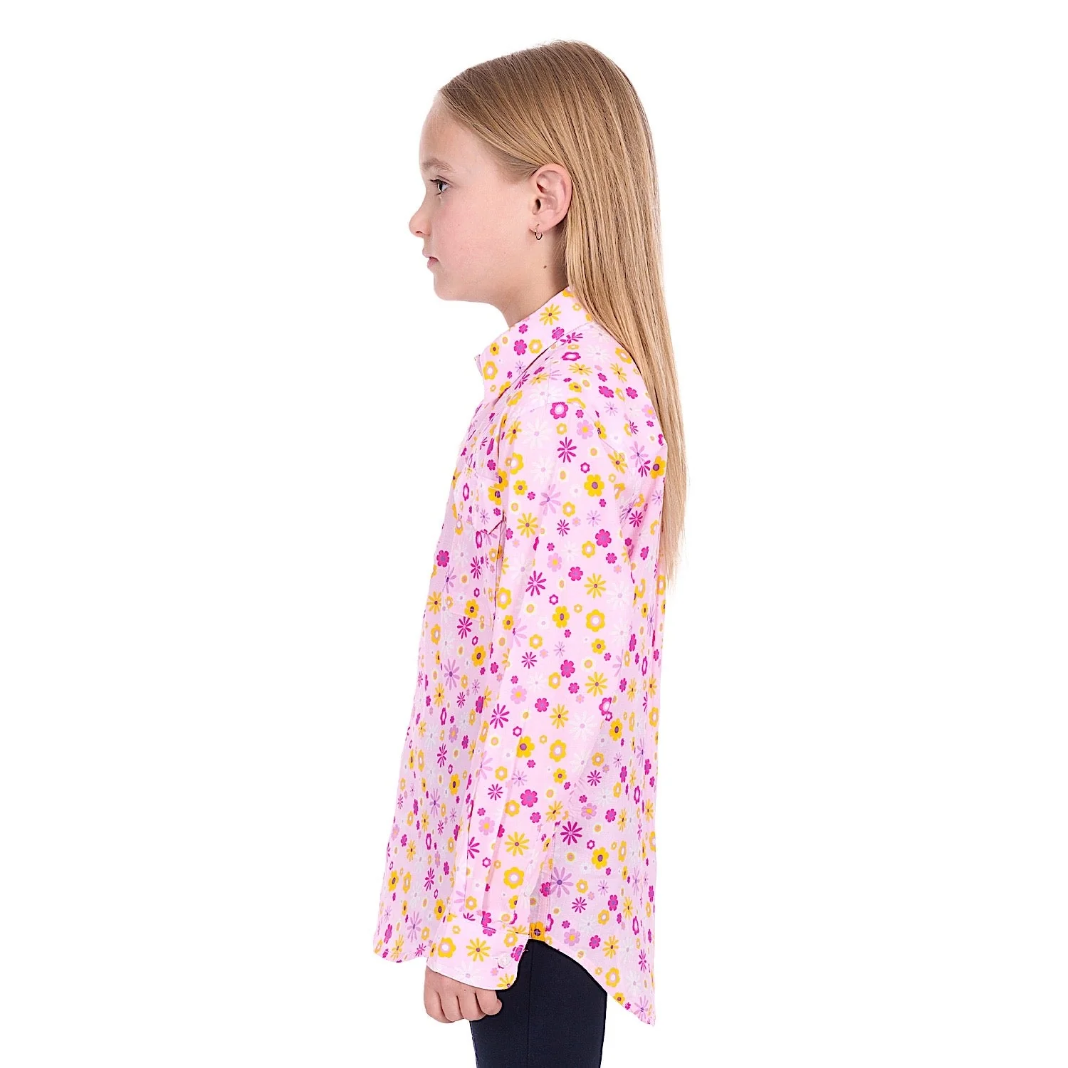 Hard Slog Girl's Daisy 1/2 Placket Shirt - Pink - Image 3