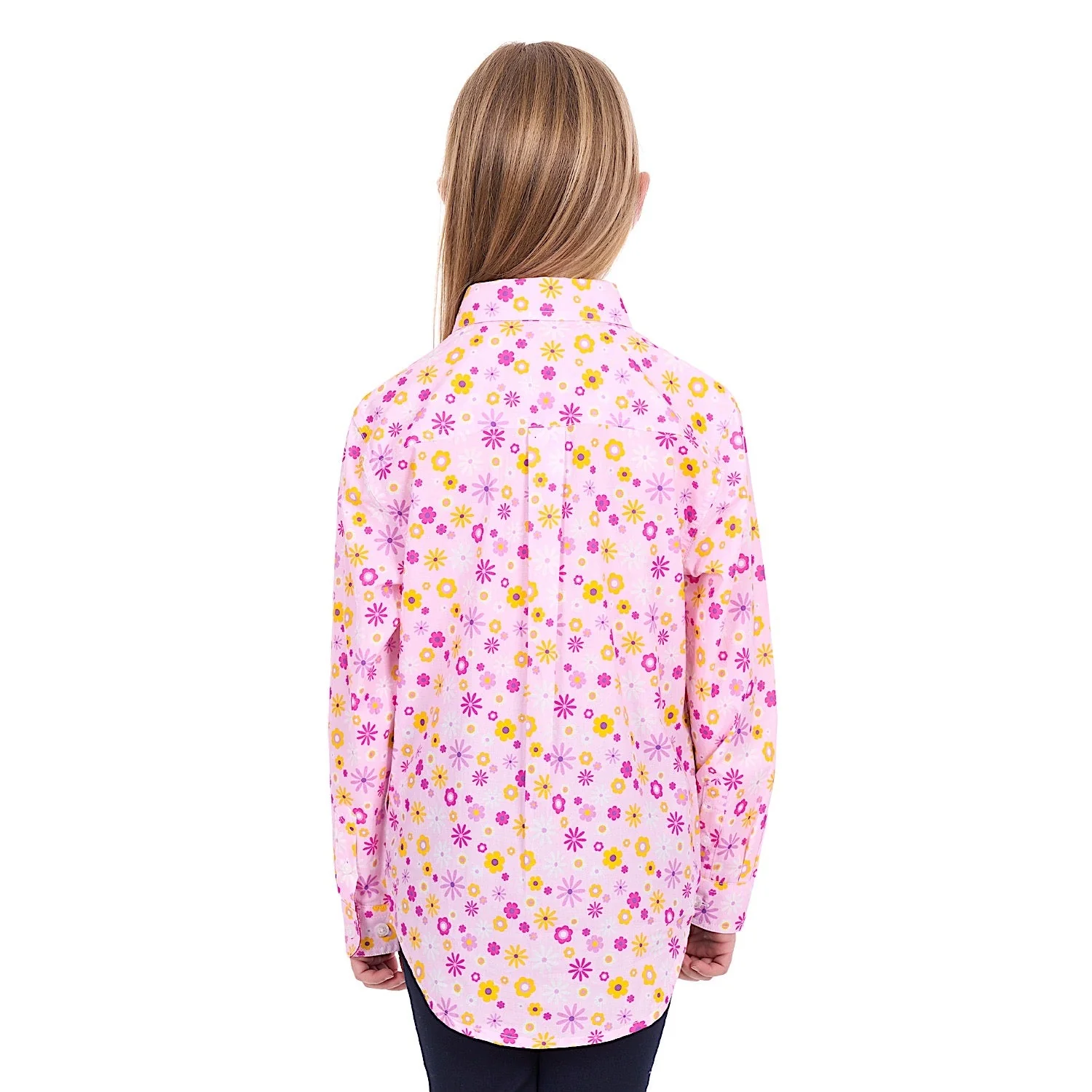 Hard Slog Girl's Daisy 1/2 Placket Shirt - Pink - Image 4