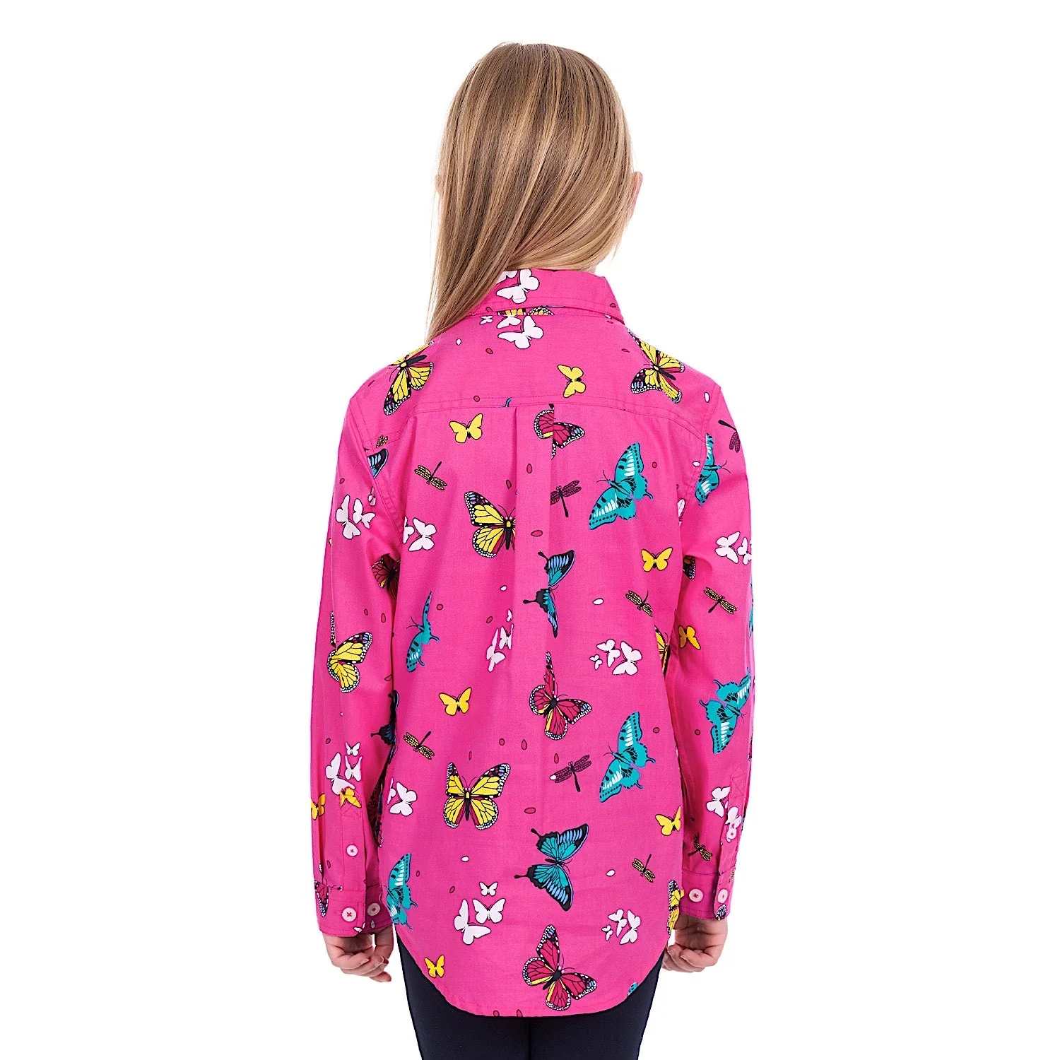 Hard Slog Girl's Giselle 1/2 Placket Shirt - Pink - Image 4
