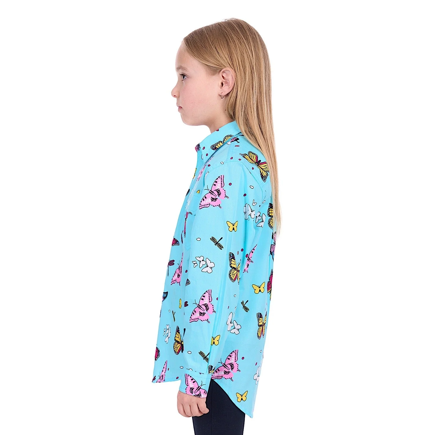 Hard Slog Girls Iva 1/2 Placket Shirt - Blue - Image 3