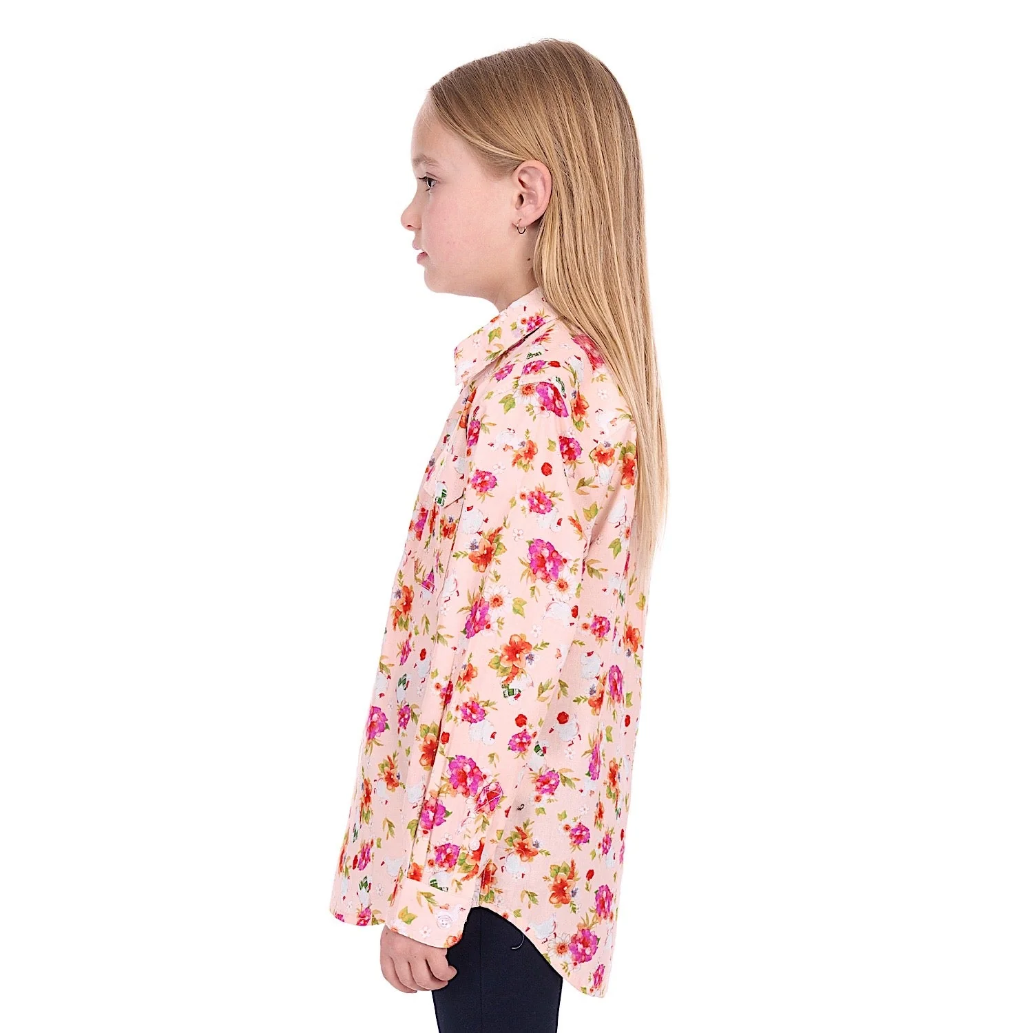 Hard Slog Girl's Lily 1/2 Placket Shirt - Pink - Image 3