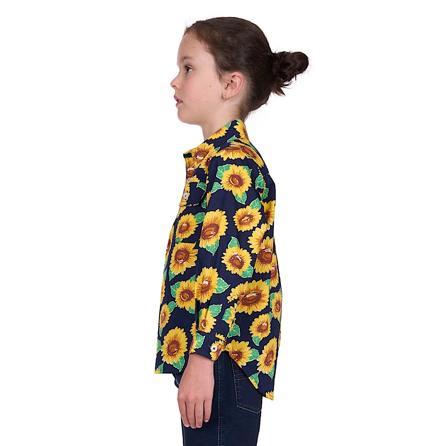 Hard Slog Kid's Ally Half Placket Long Sleeve Shirt - Yellow/Green - Image 3