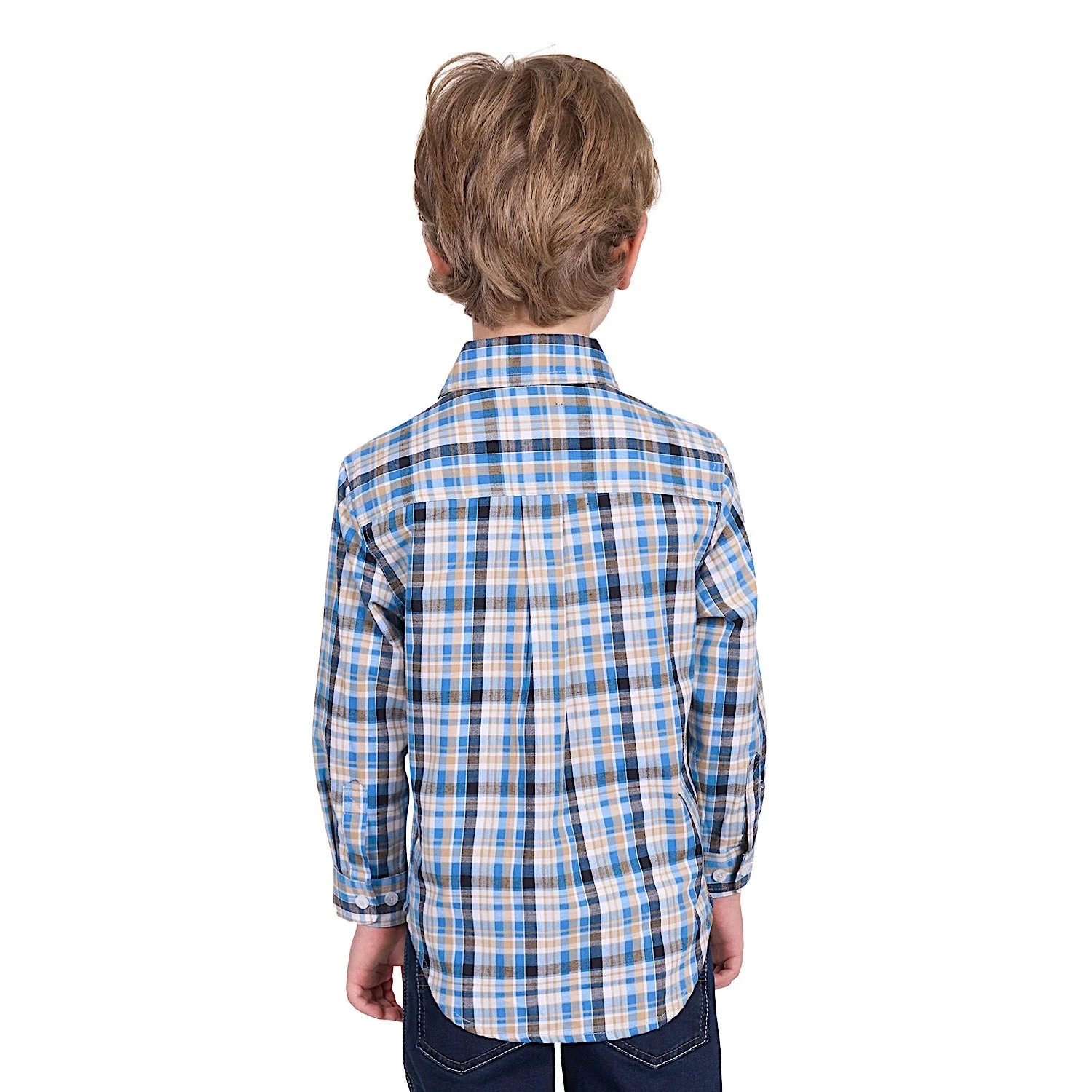 Hard Slog Kid's Gibson Half Placket Long Sleeve Shirt - Blue/Tan - Image 4