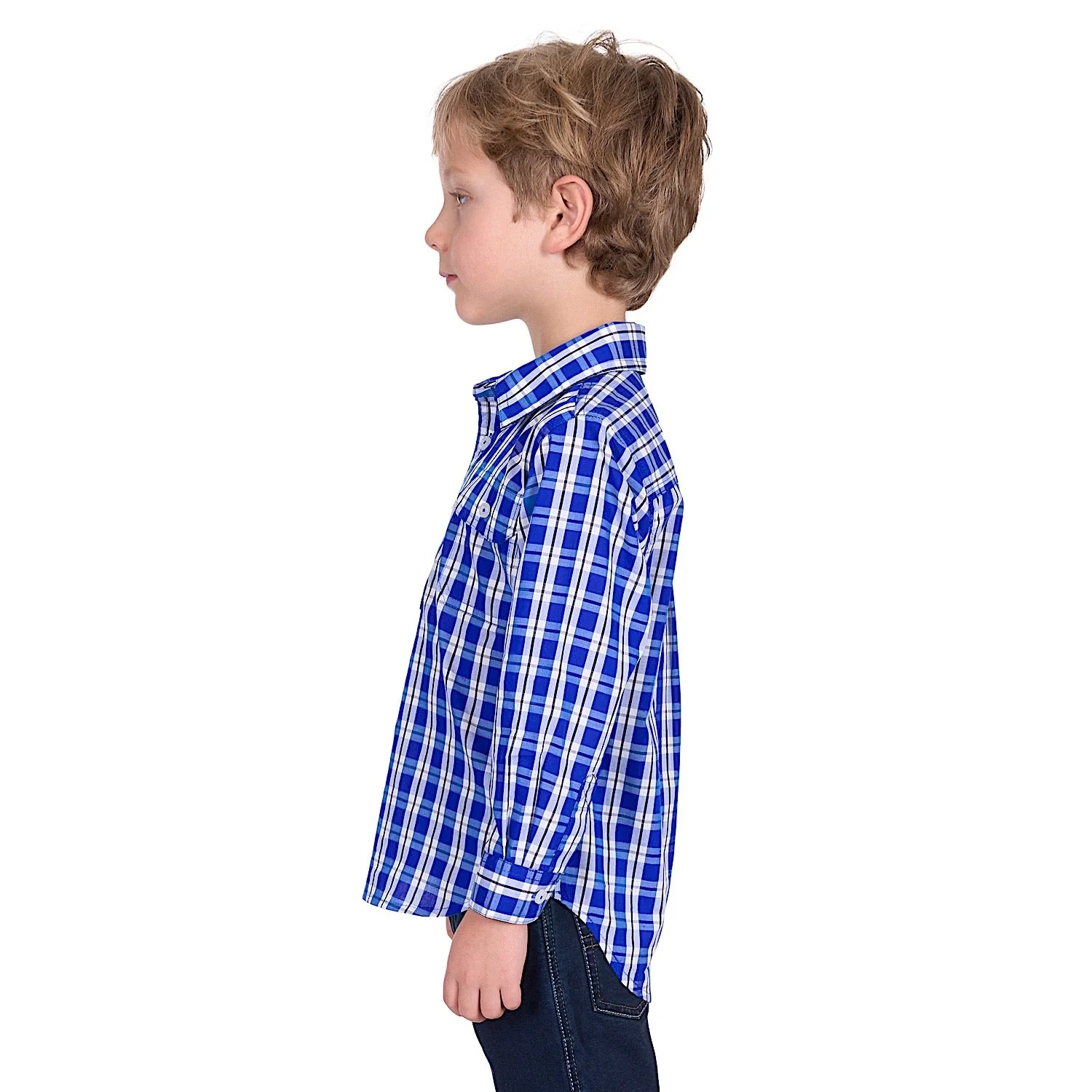 Hard Slog Kid's Levers Half Placket Long Sleeve Shirt - Royal/White - Image 3