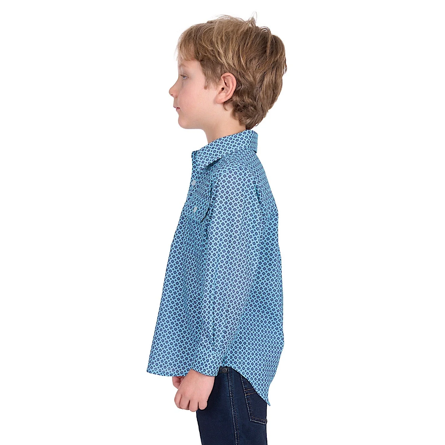 Hard Slog Kid's Lygon Half Placket Long Sleeve Shirt - Blue/Navy - Image 3