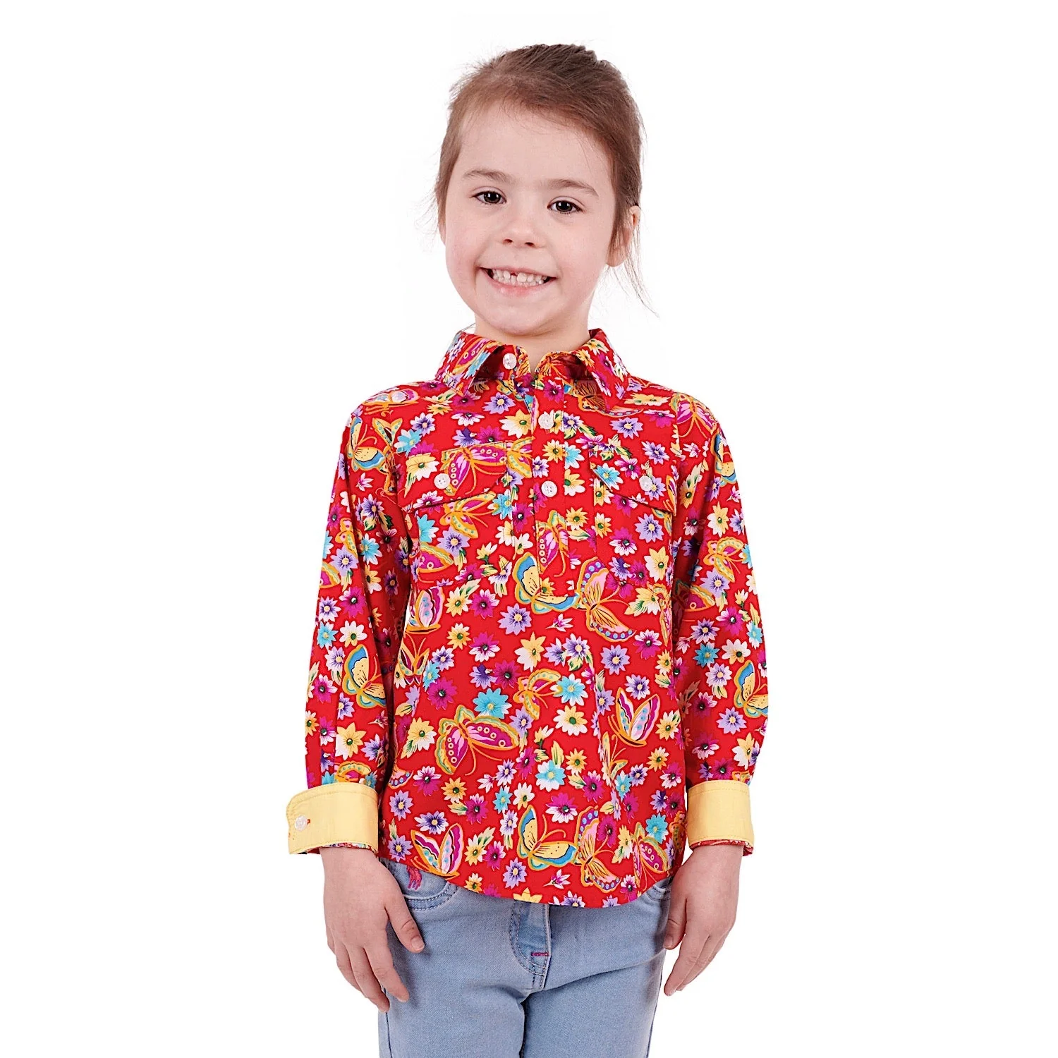 Hard Slog Kids Mirabel Half Placket Shirt Red - Image 5