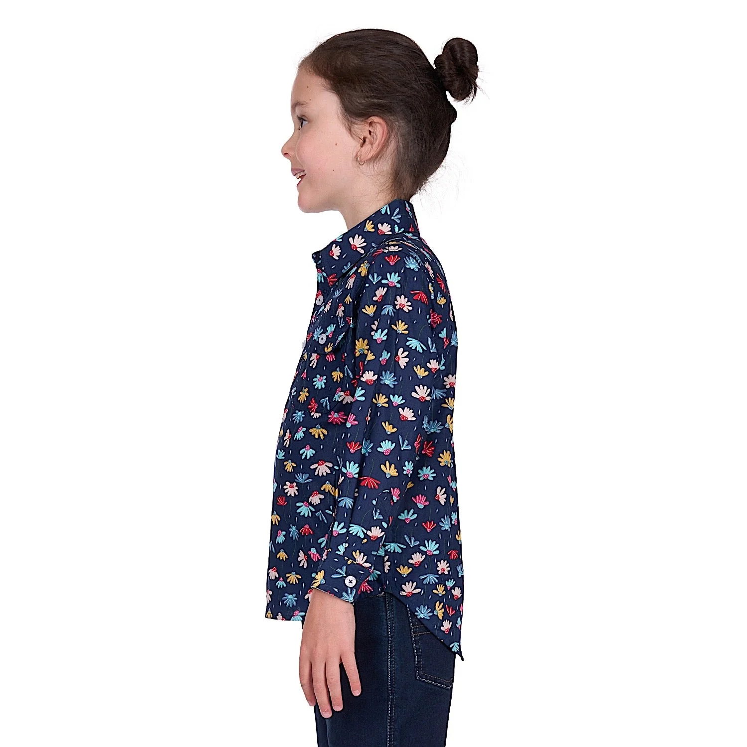 Hard Slog Kid's Tori Half Placket Long Sleeve Shirt - Navy - Image 3