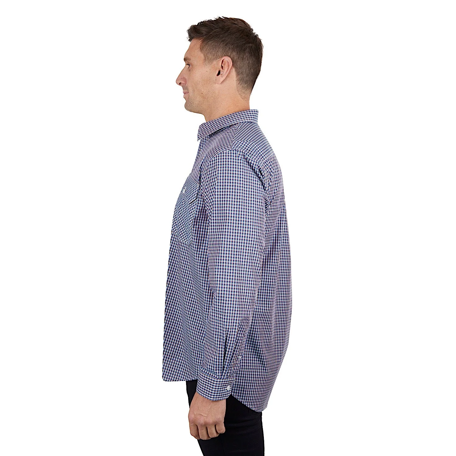 Hard Slog Men's Bobbie Half Placket Shirt - Navy/Tan - Image 2