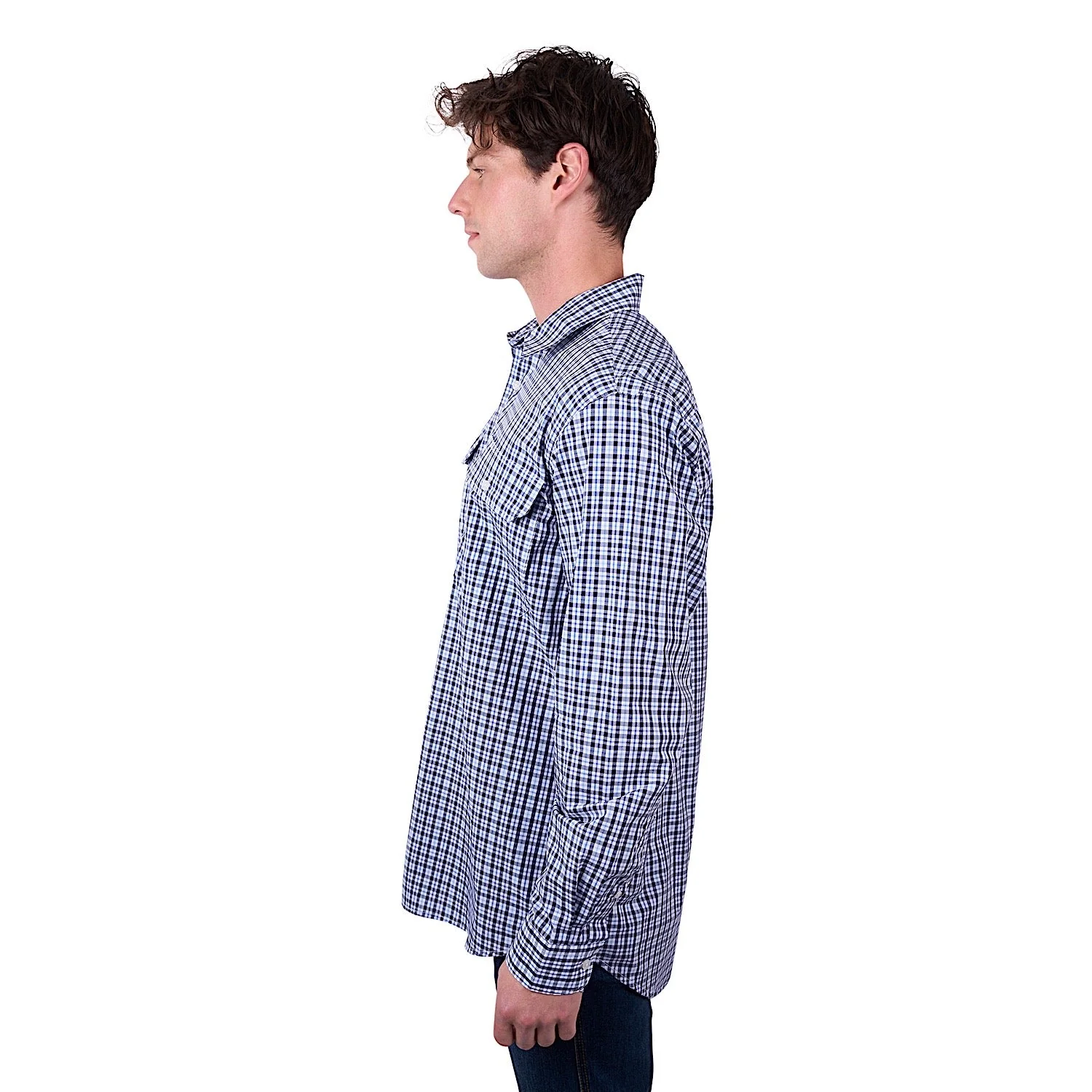 Hard Slog Men's Coney Half Placket Long Sleeve Shirt - Navy/Blue - Image 2