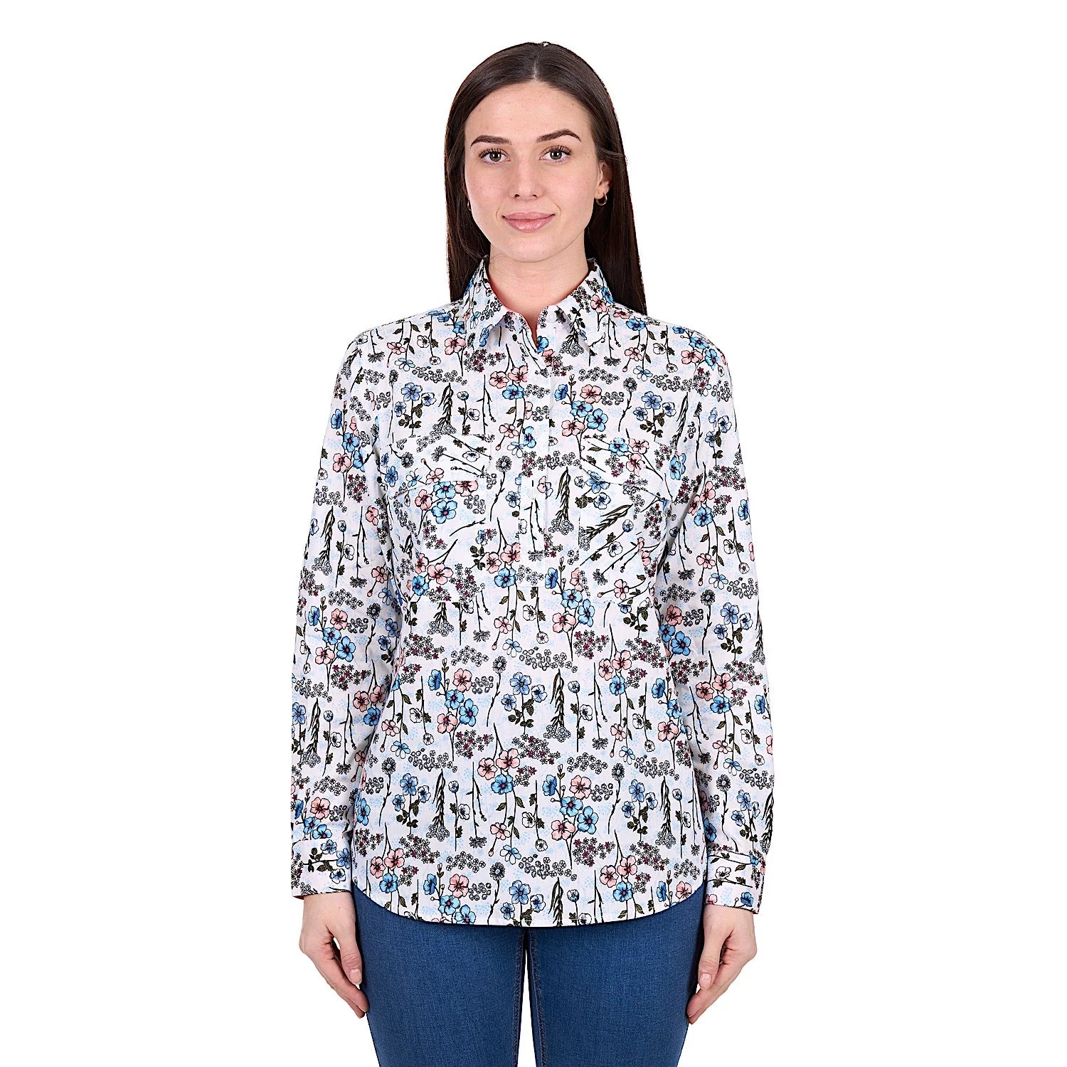 Hard Slog Women's Alice 1/2 Placket Shirt - Blue - Image 2