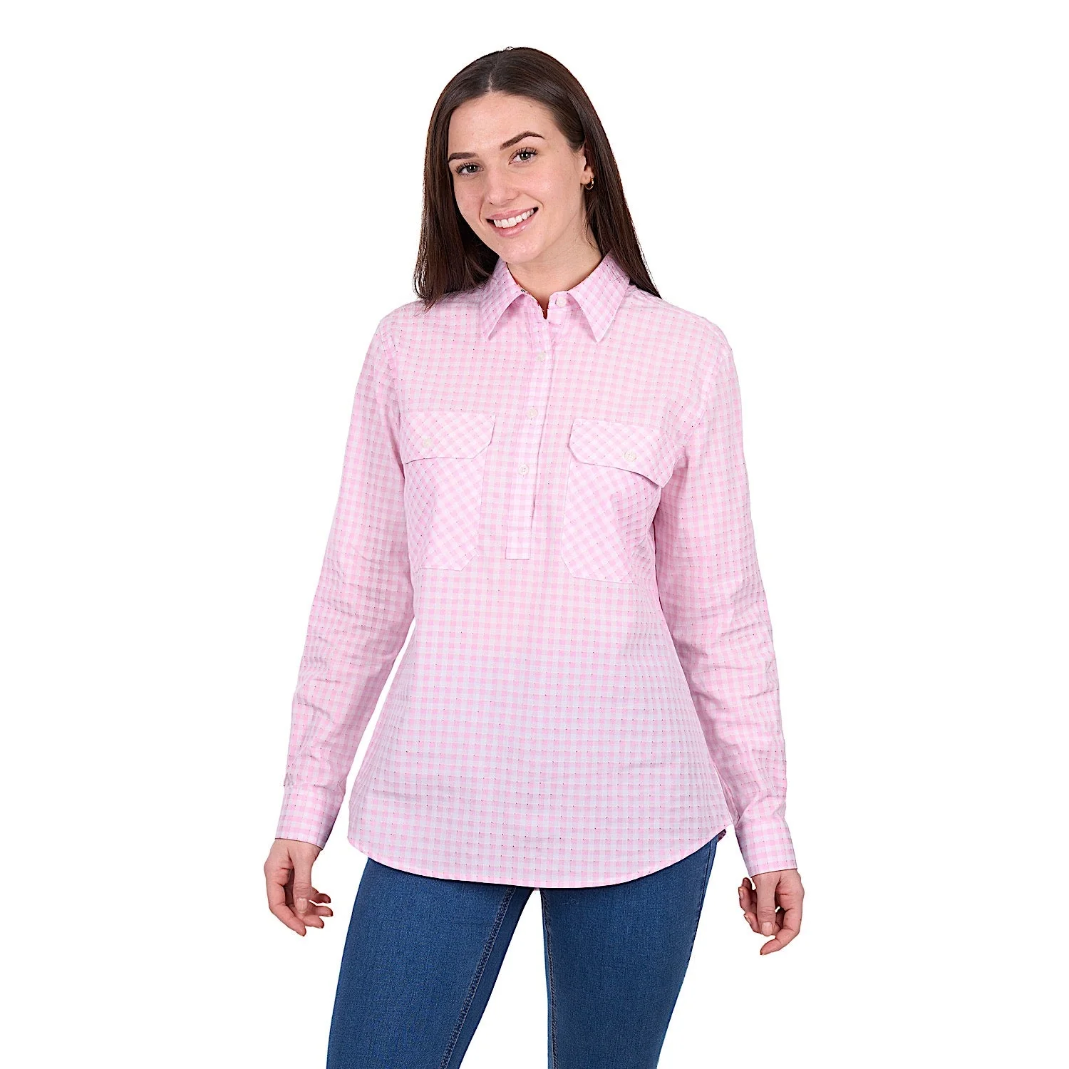 Hard Slog Women's Clara 1/2 Placket Shirt - Pink