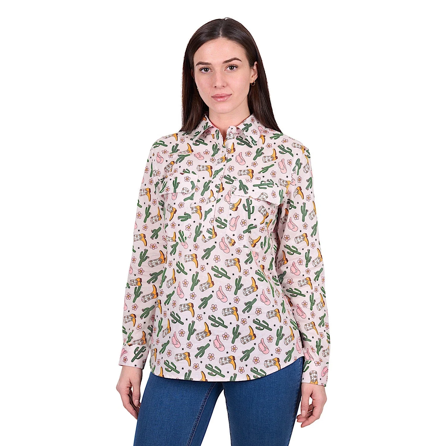Hard Slog Women's Cleo 1/2 Placket Shirt - Pink