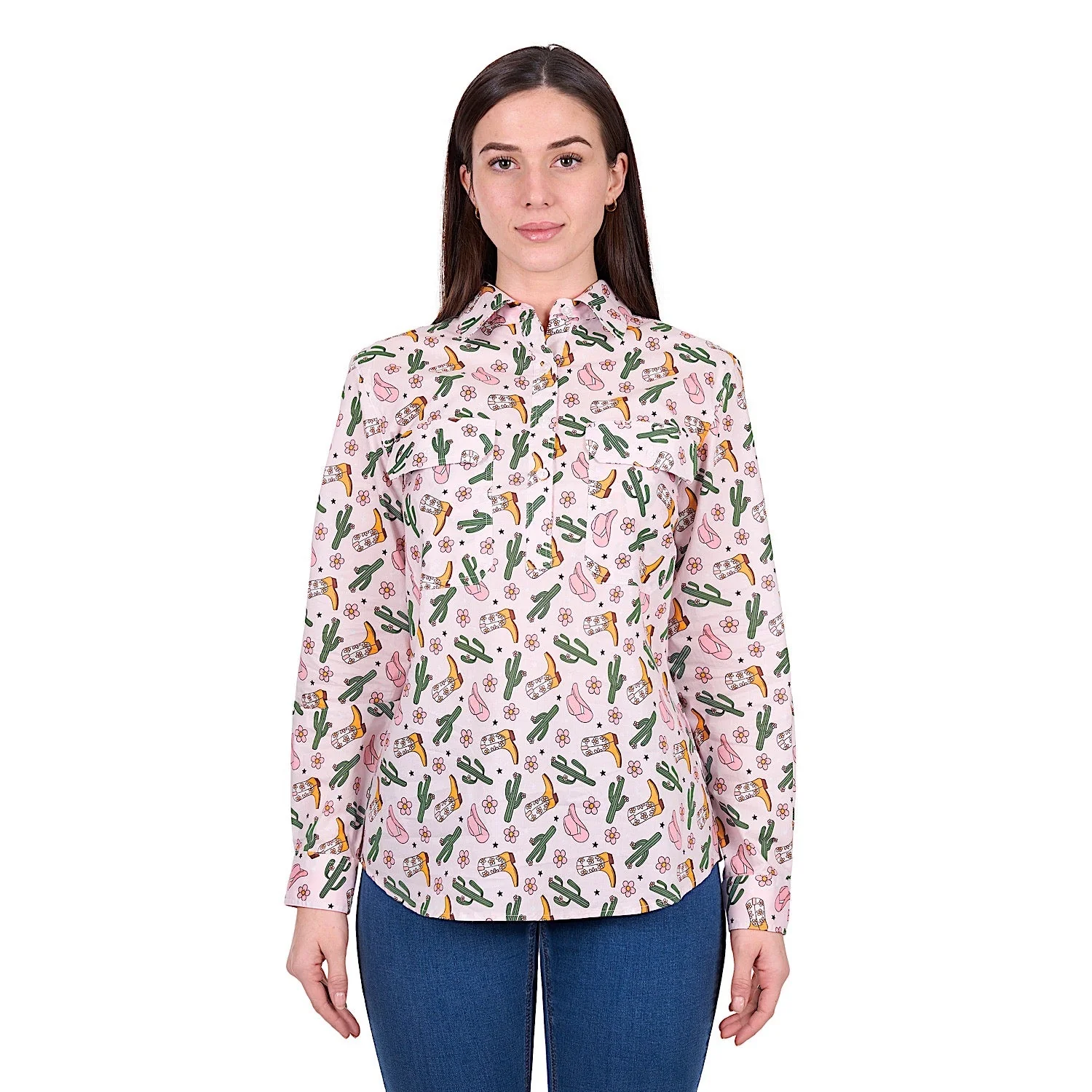 Hard Slog Women's Cleo 1/2 Placket Shirt - Pink - Image 2
