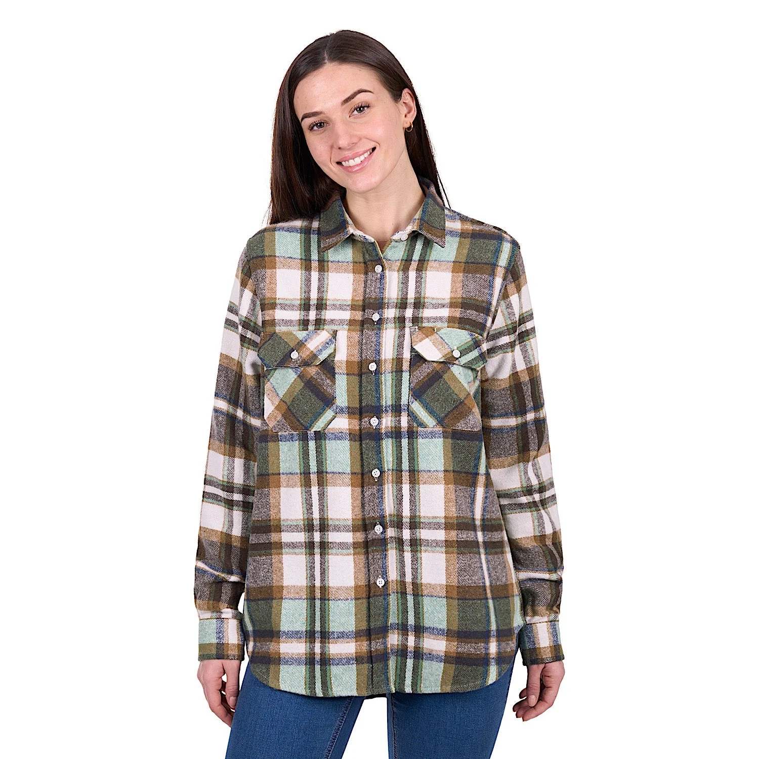 Hard Slog Women's Elle Thermal Shirt - Green/Tan
