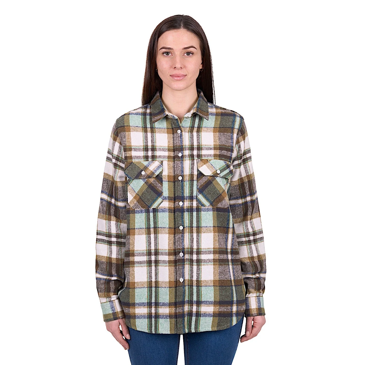 Hard Slog Women's Elle Thermal Shirt - Green/Tan - Image 2