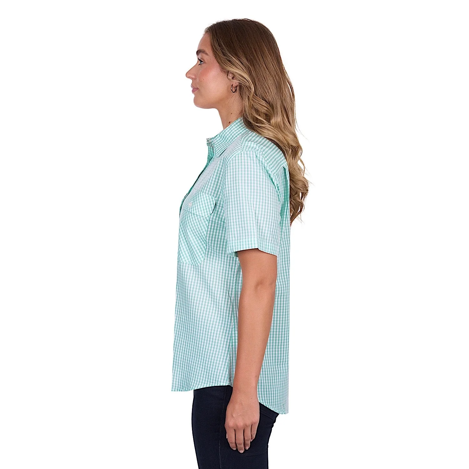 Hard Slog Women's Grace Half Placket Short Sleeve Shirt - Mint - Image 3