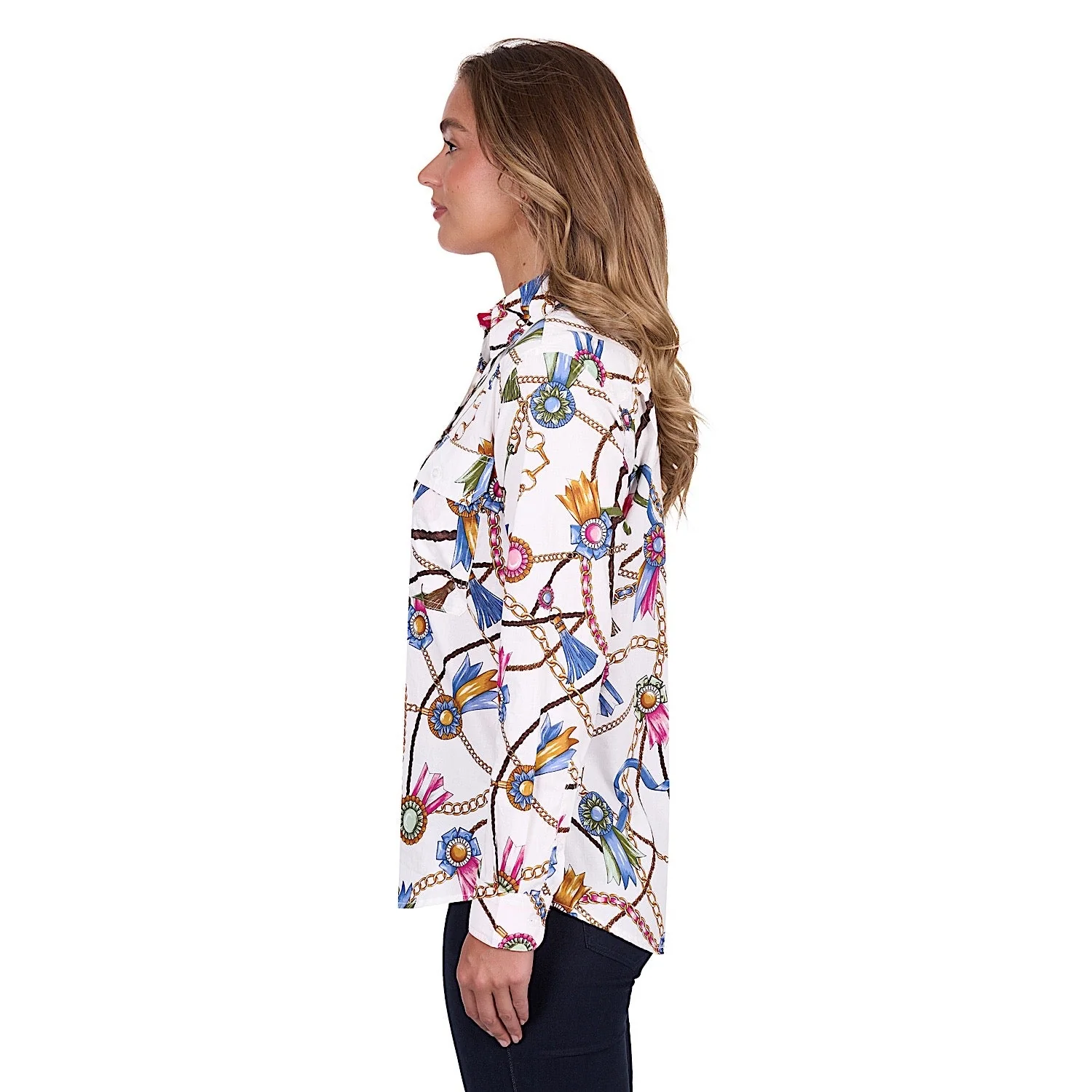 Hard Slog Women's Jolie Full Placket Long Sleeve Shirt - White - Image 3