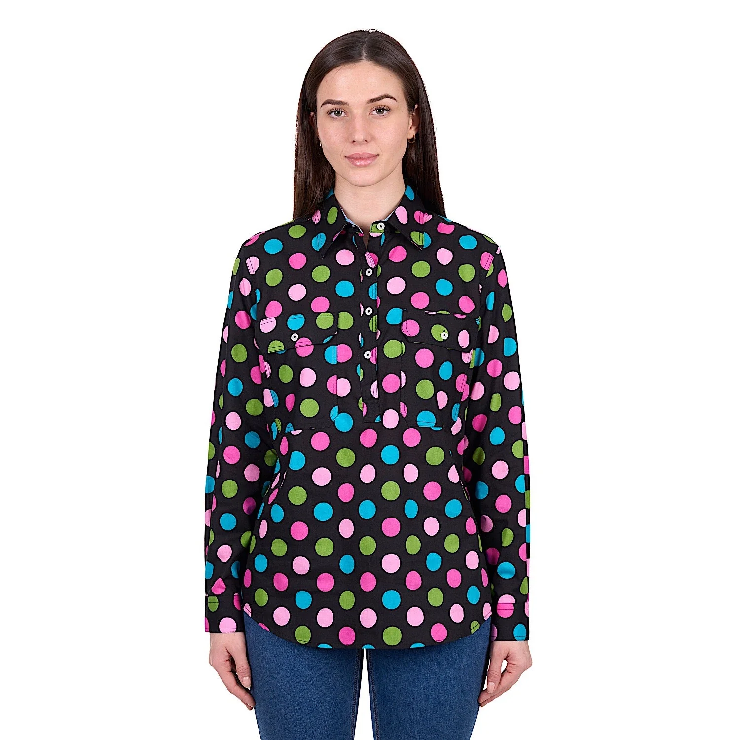 Hard Slog Women's Rena 1/2 Placket Shirt - Multi - Image 2