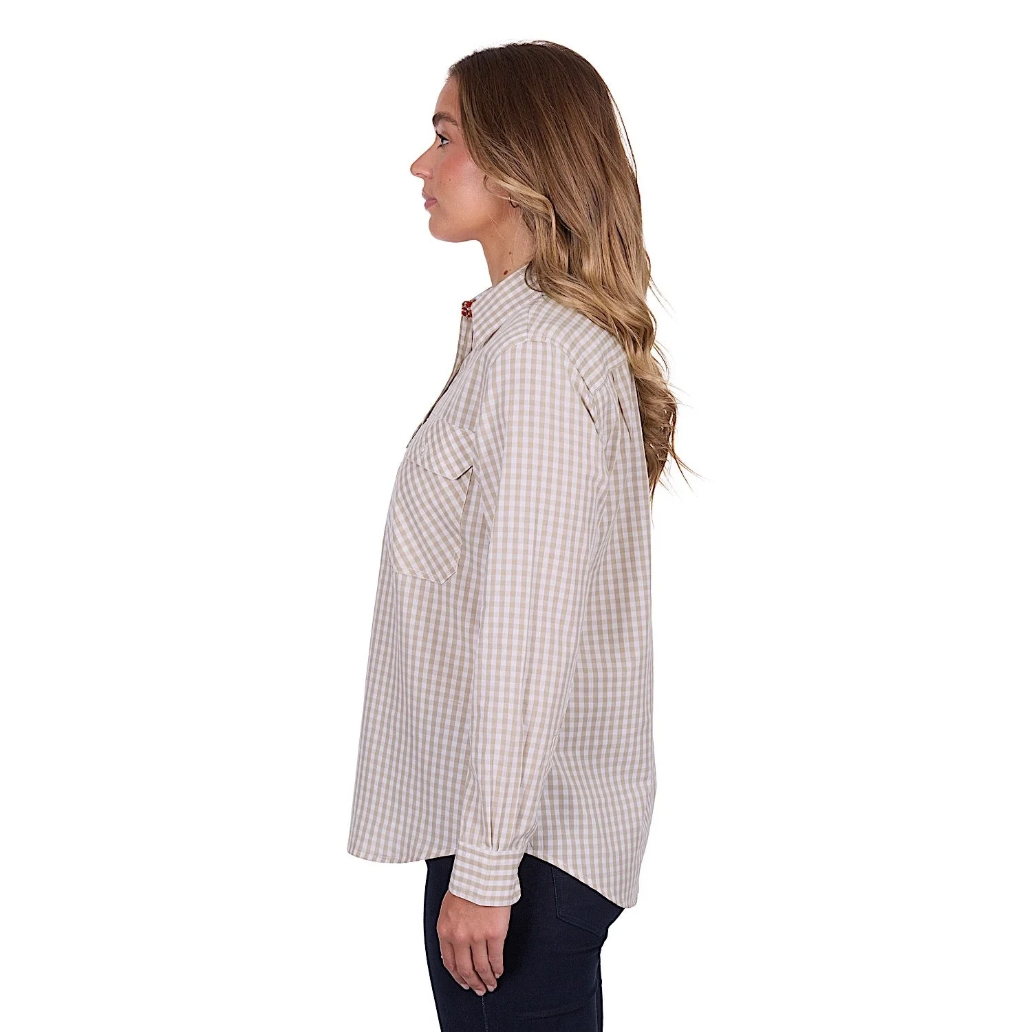Hard Slog Women's Sara Half Placket Long Sleeve Shirt - Natural - Image 3