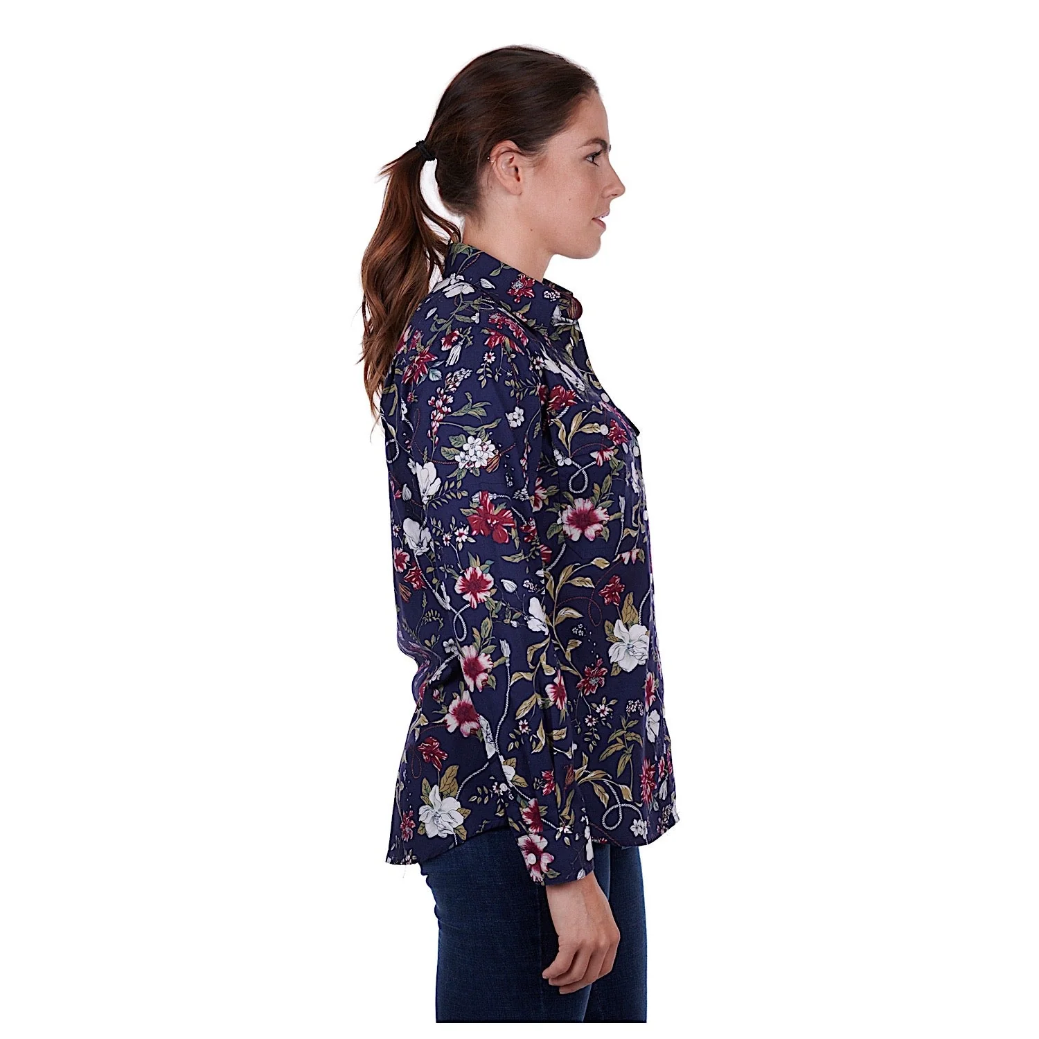 Hard Slog Womens Sarah Full Placket Shirt Navy - Image 2
