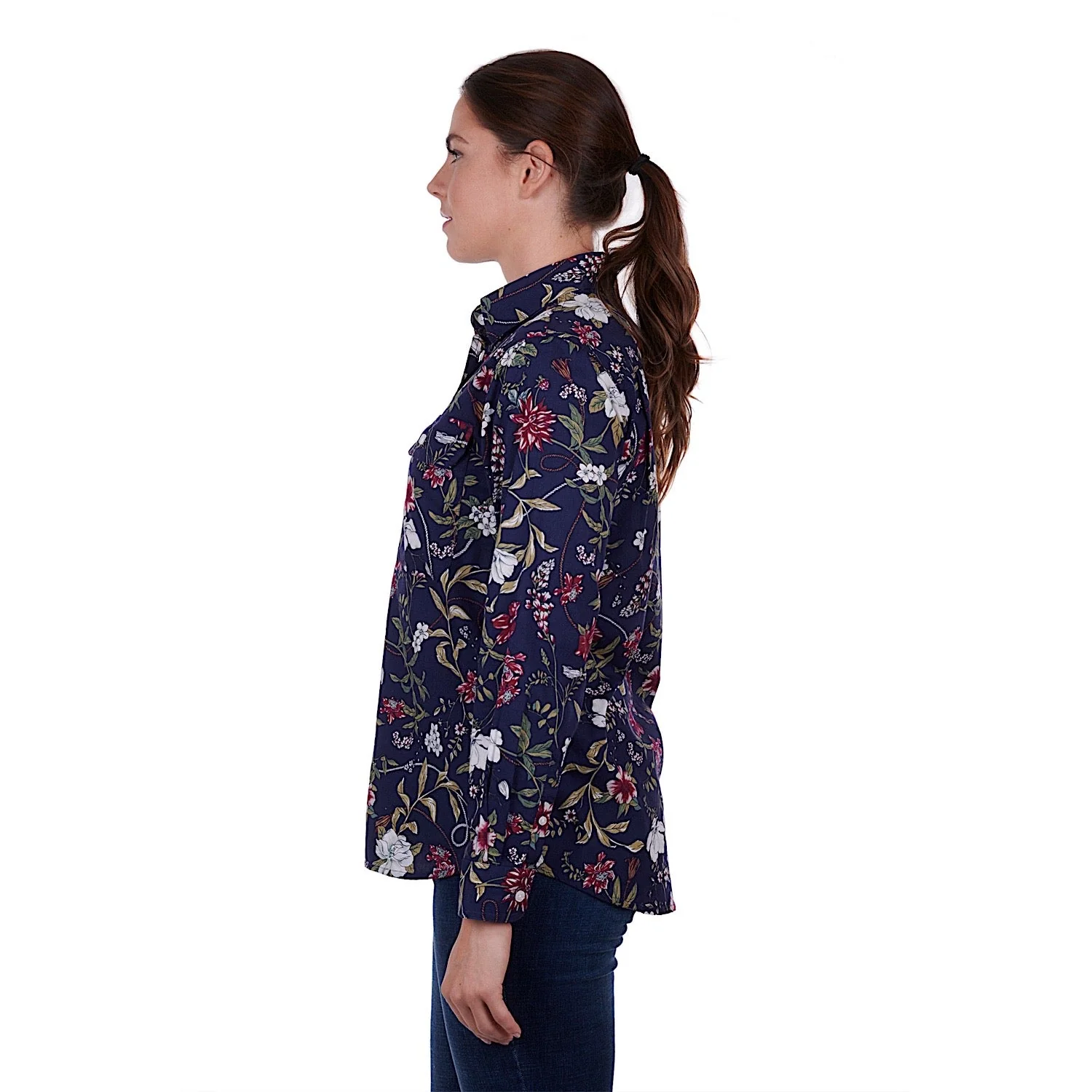 Hard Slog Womens Sarah Full Placket Shirt Navy - Image 4