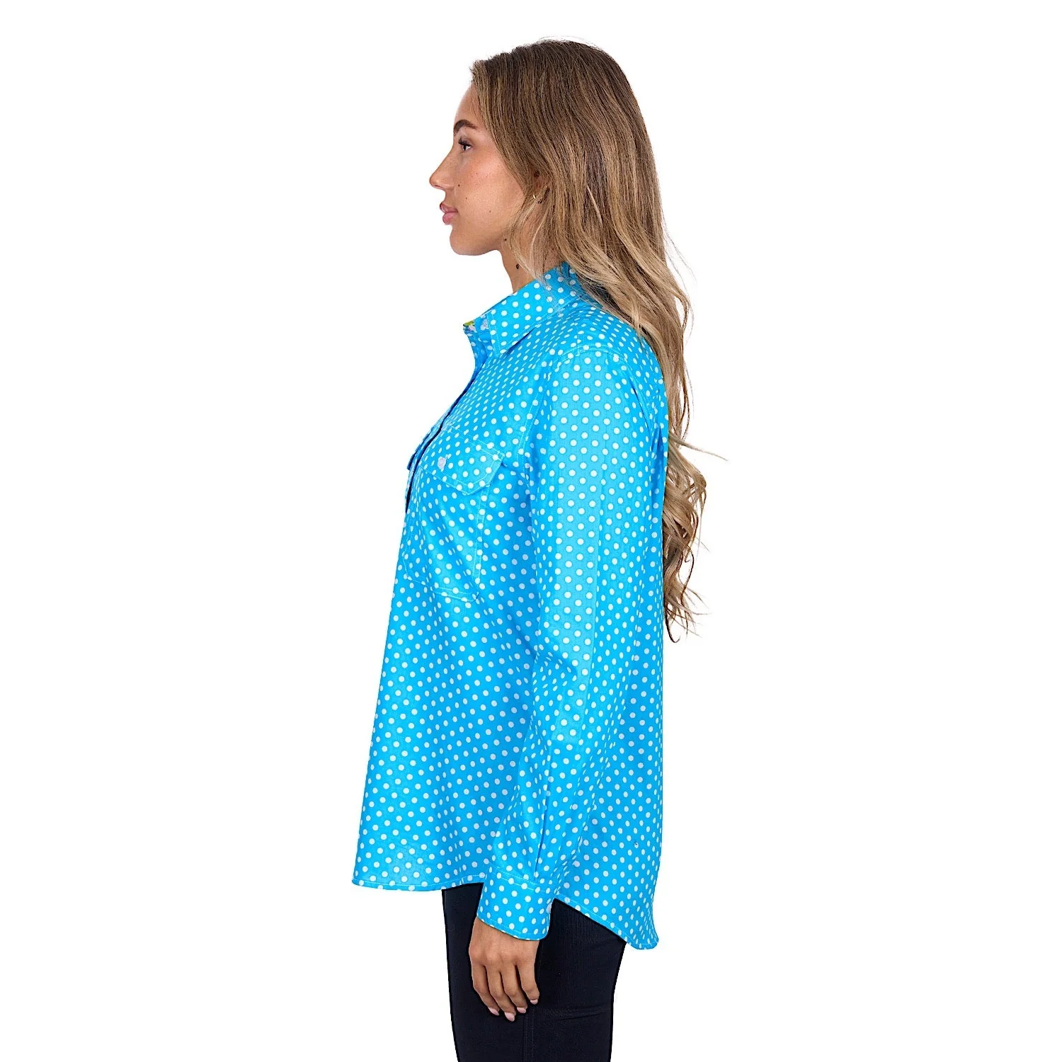 Hard Slog Women's Sia Half Placket Long Sleeve Shirt - Blue - Image 3