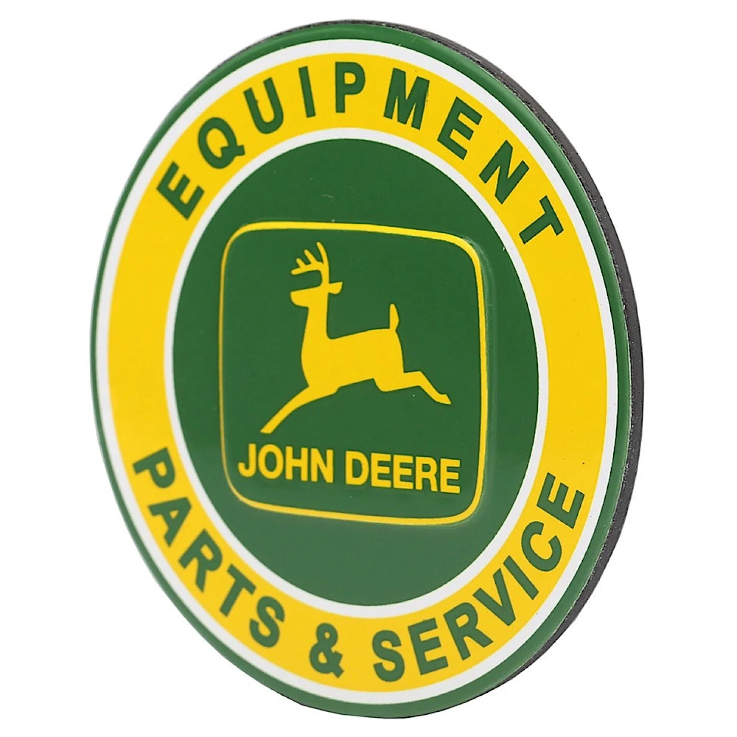 John Deere Equipment Parts & Service Round Embossed Metal Magnet 6.35cm Diameter - Image 2