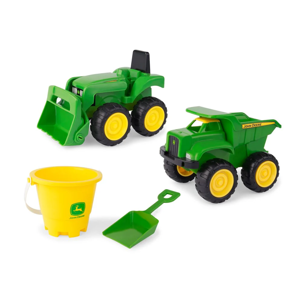 John Deere Kid's Sand Pit Value Set: Tractor, Dump Truck, Bucket & Shovel