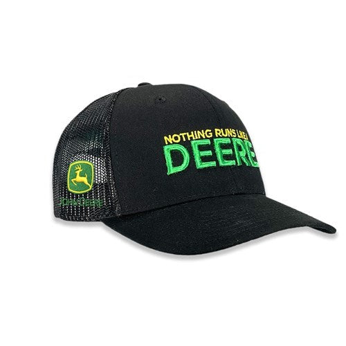 John Deere Nothing Runs Like a Deere Trucker Mesh Cap - Black - Image 2