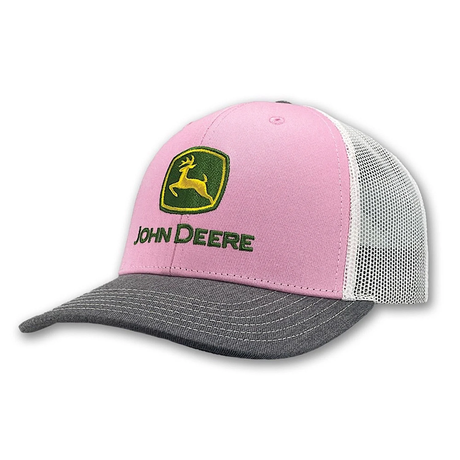 John Deere Women's Trademark Logo Trucker Cap - Pink/Grey/White