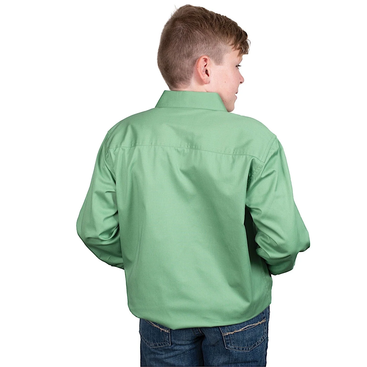 Just Country Boy's Lachlan Half Button Workshirt - Jade - Image 2