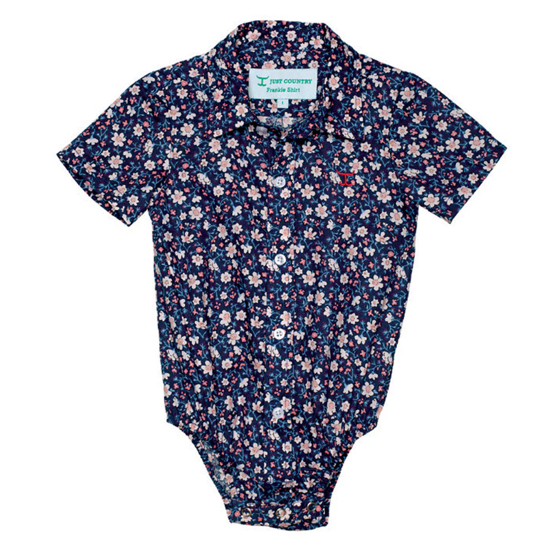 Just Country Infant Frankie Short Sleeve Full Button Jumpsuit - Navy Daisy