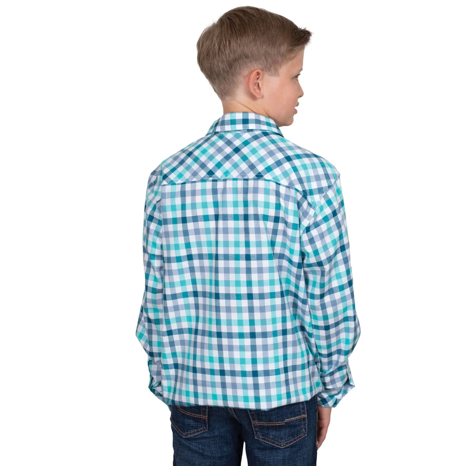 Just Country Kid's Brayden Half Button Print Work Shirt - Image 2