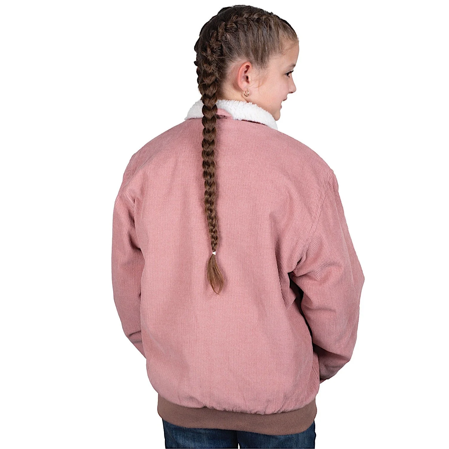 Just Country Kid's Junior Diamantina Sherpa Corduroy Jacket - Dusty Pink - Image 2