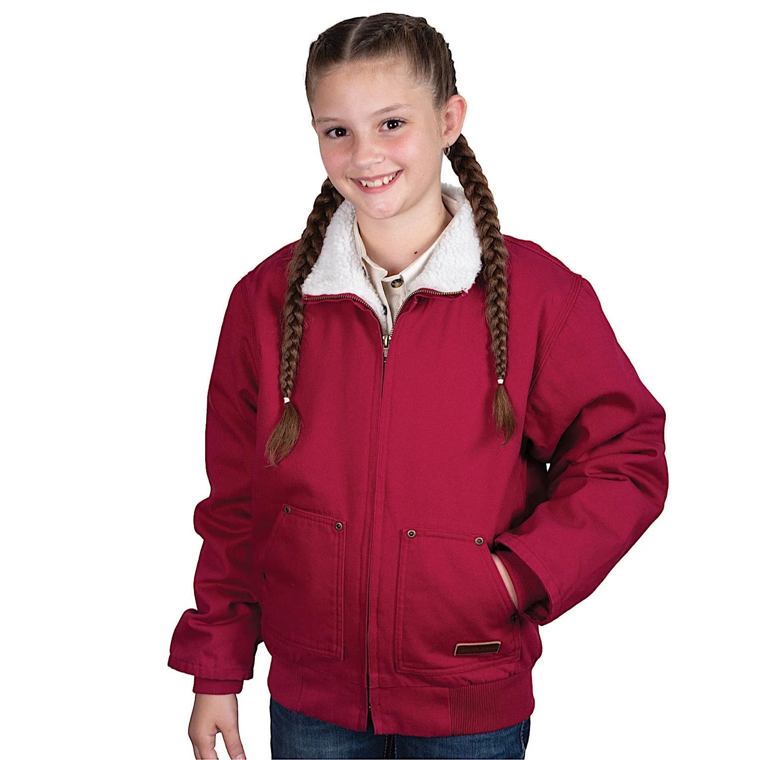 Just Country Kid's Junior Diamantina Sherpa Corduroy Jacket - Very Berry