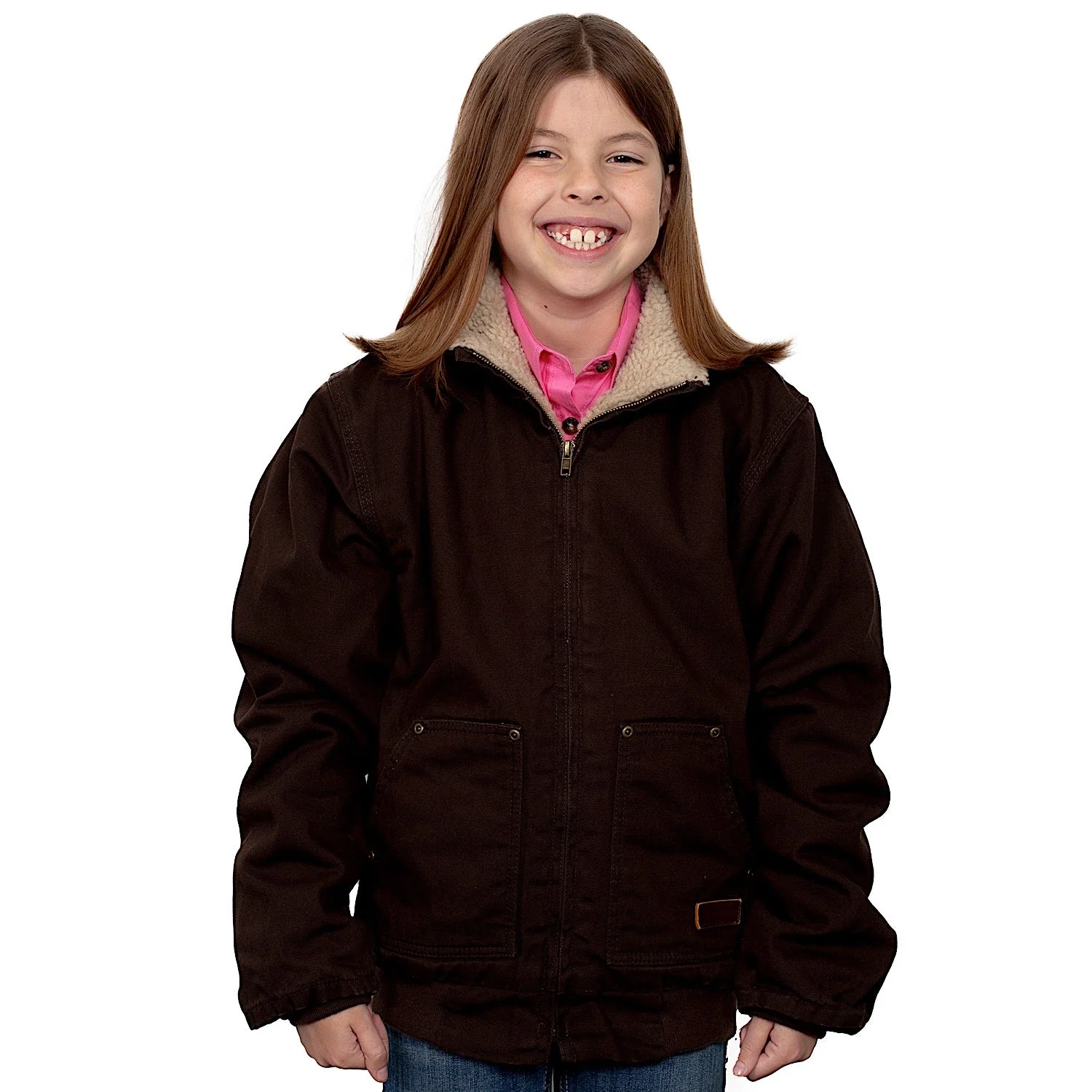 Just Country Kid's Junior Diamantina Sherpa Jacket - Chocolate