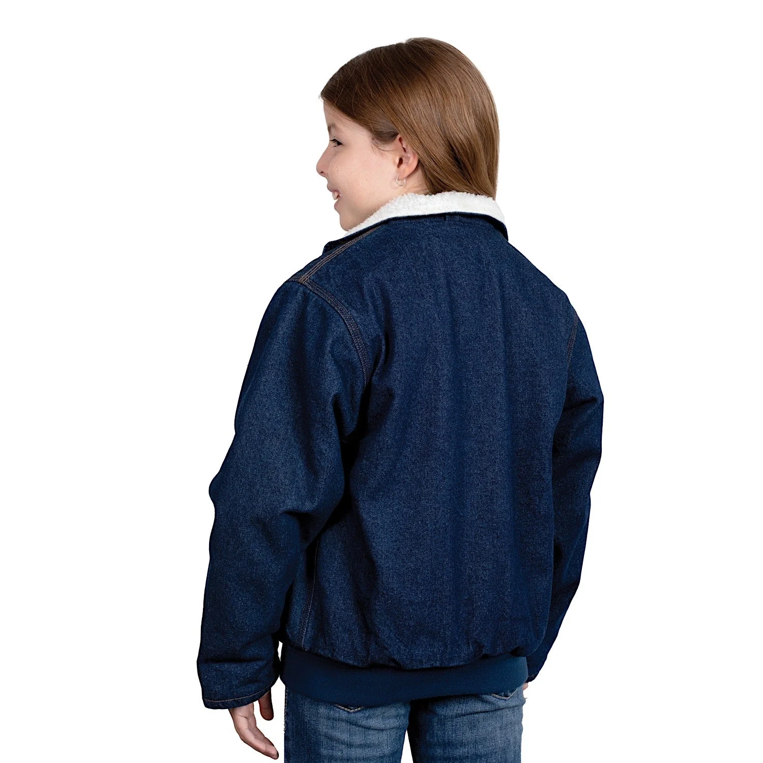 Just Country Kid's Junior Diamantina Sherpa Jacket - Dark Indigo - Image 2