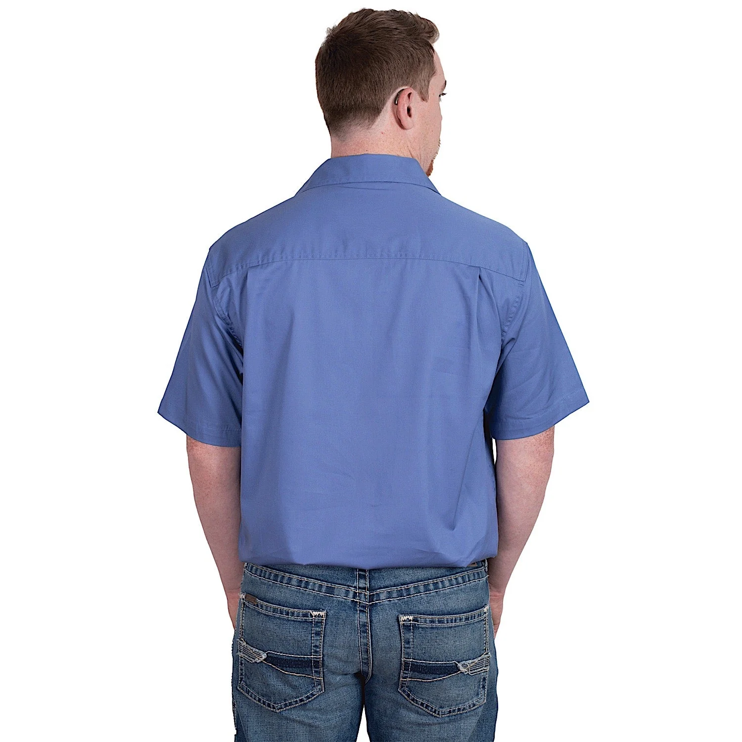 Just Country Men's Adam 1/2 Button Short Sleeve Work Shirt - Blue - Image 2