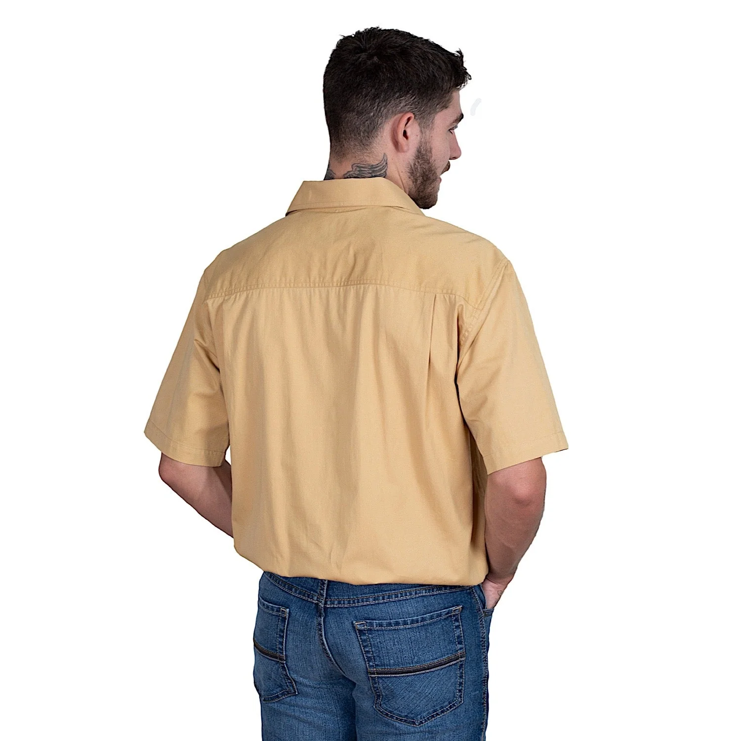 Just Country Mens Adam 1/2 Button Short Sleeve Work Shirt - Sand - Image 2