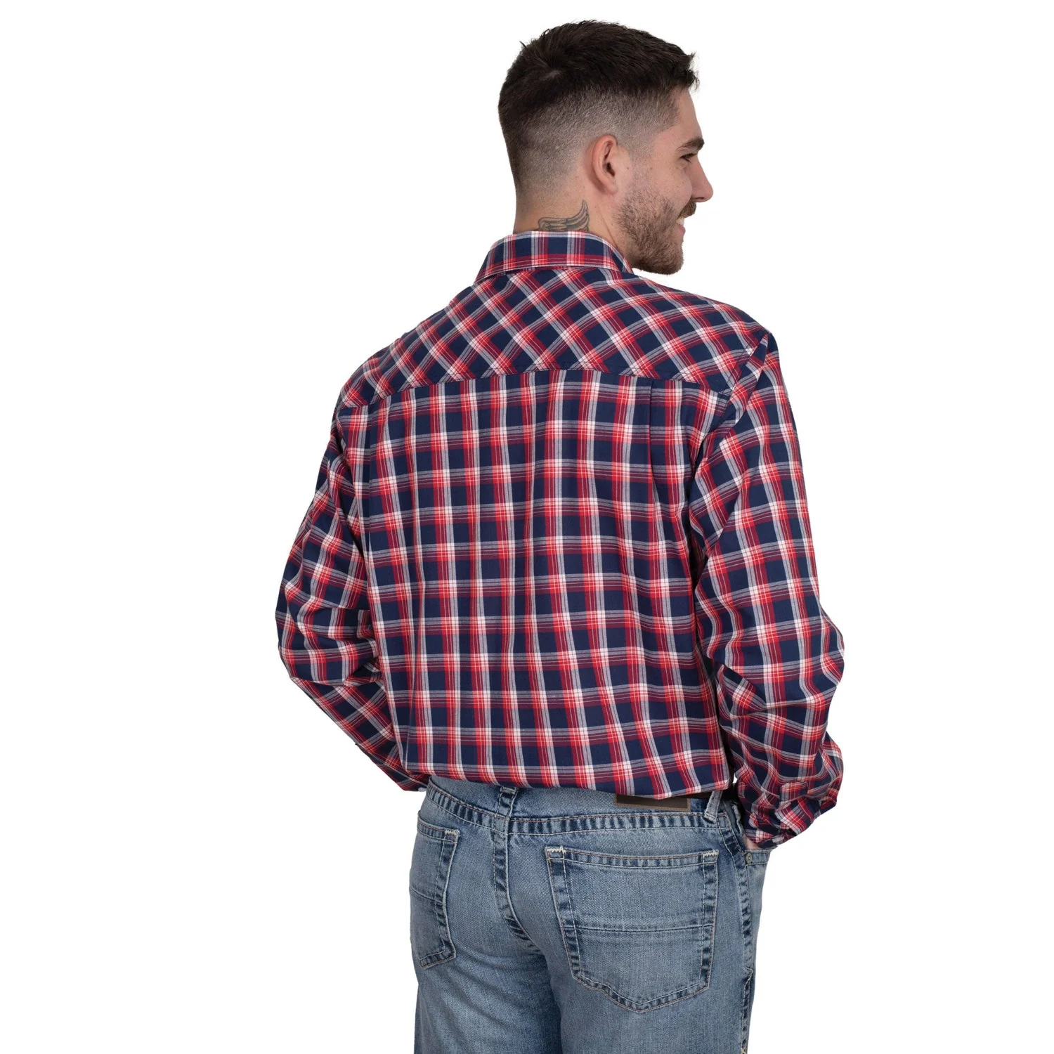 Just Country Men's Austin Full Button Print Workshirt - Red Plaid - Image 2