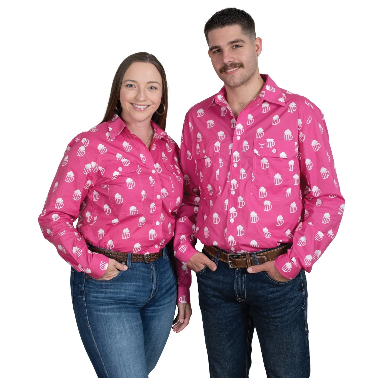 Just Country Men's Austin Full Button Print Work Shirt - Rose Brew - Image 3